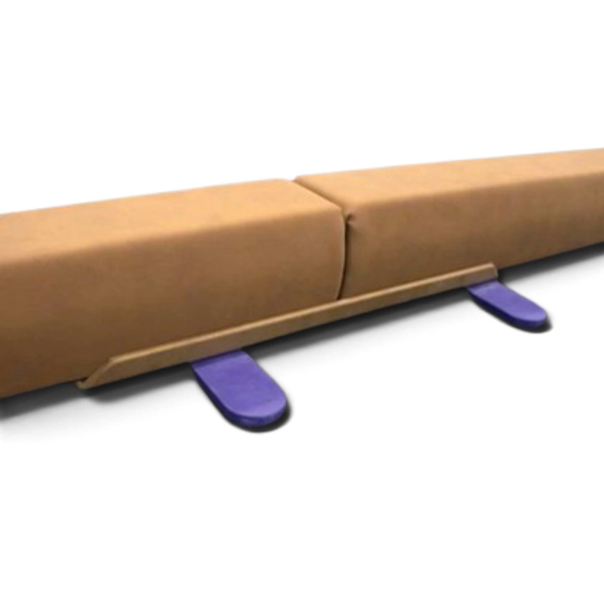 UK Gym Pits Addie beam connector bracket joining two suede balance beams for a continuous training surface