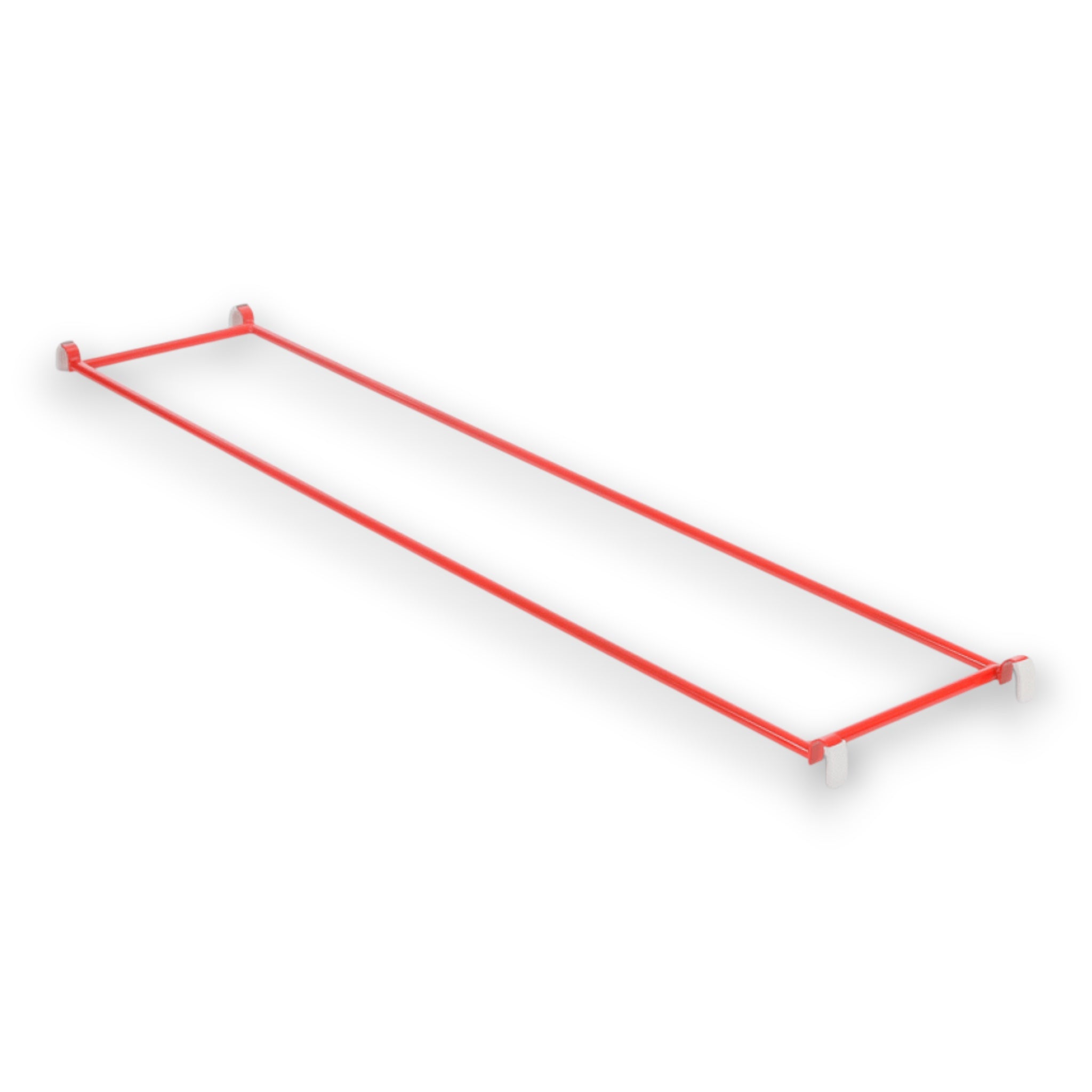 UK Gym Pits agility linking parallel bars with a red tubular steel frame and white hooks for school gymnastics equipment