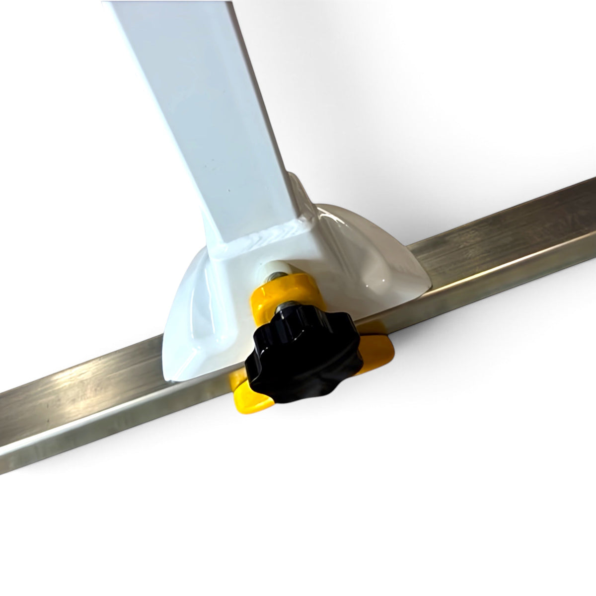 UK Gym Pits Gaofei mini asymmetric bars featuring a white steel frame and an adjustable black and yellow thumb wheel.