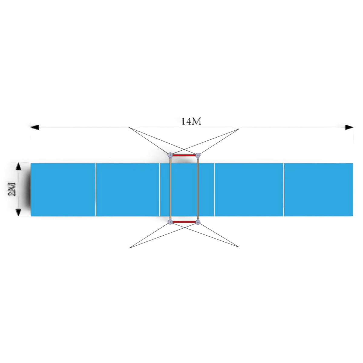 UK Gym Pits FIG approved asymmetric bars landing mat system with 14m by 2m layout and velcro locking mechanism