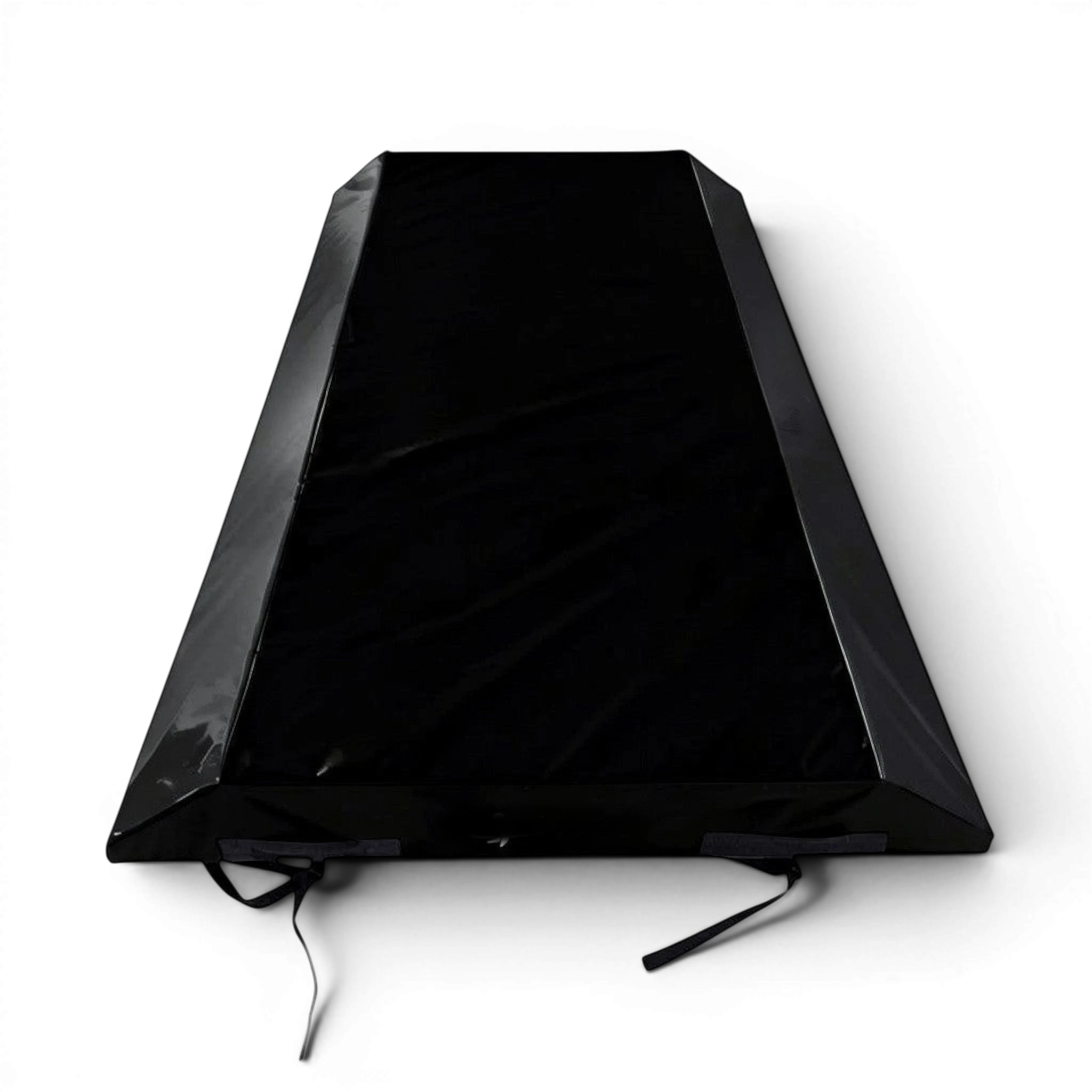 UK Gym Pits black double wedge trampoline spotting end deck mat with reinforced PVC cover and side handles