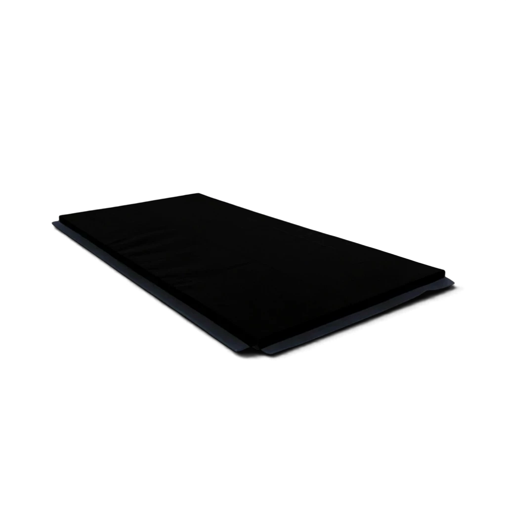 UK Gym Pits heavy duty black fitness mat with reinforced anti-slip base for gymnastics and martial arts training.