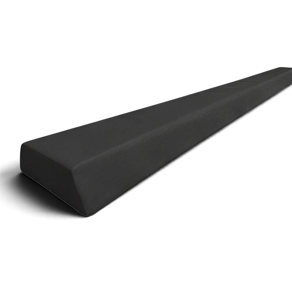 UK Gym Pits black PE foam floor balance beam with a durable PVC cover for gymnastics training and soft play.