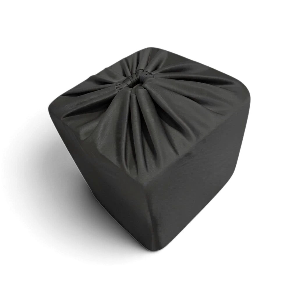 UK Gym Pits black polyester foam block sock with elastic drawstring closure for gym pit hygiene and protection.