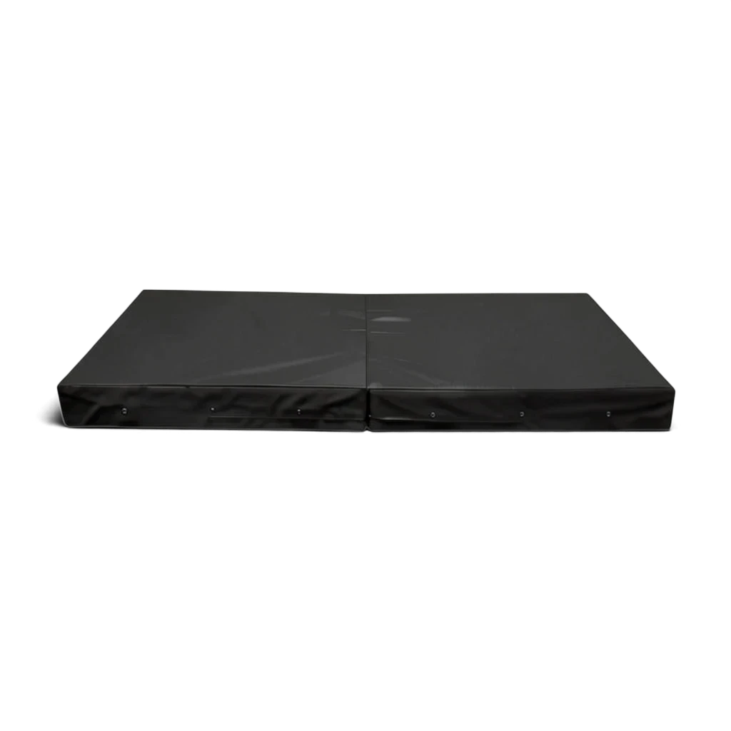 UK Gym Pits black folding safety mat for gymnastics and martial arts with shock-absorbing foam and anti-slip base