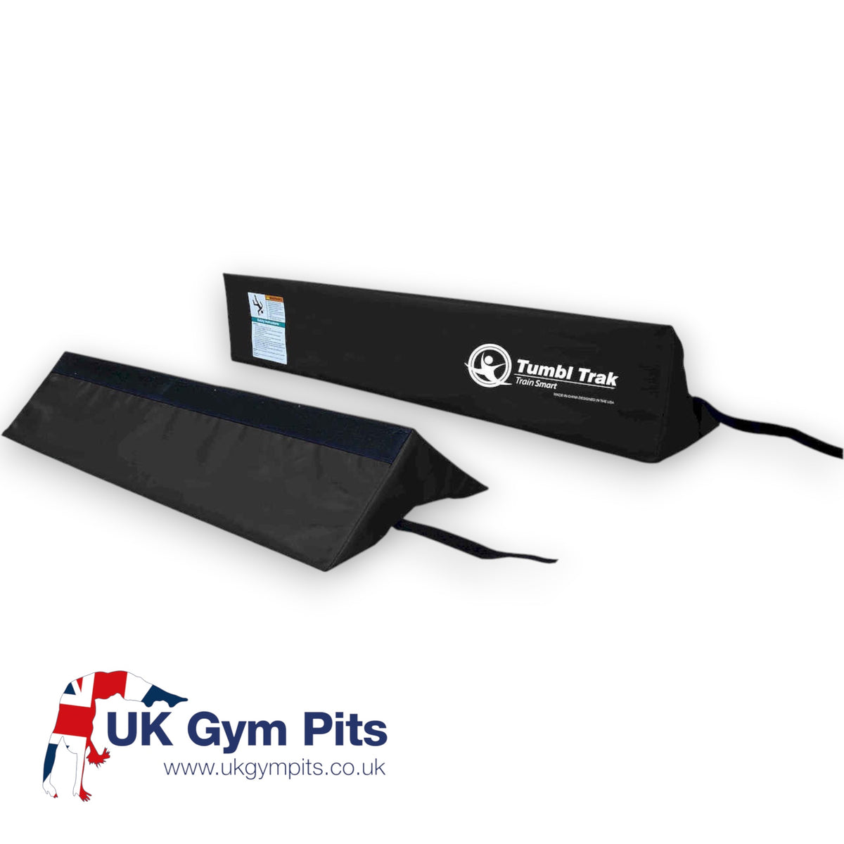 UK Gym Pits black triangular foam cradle for stabilising gymnastics air barrels made from durable vinyl