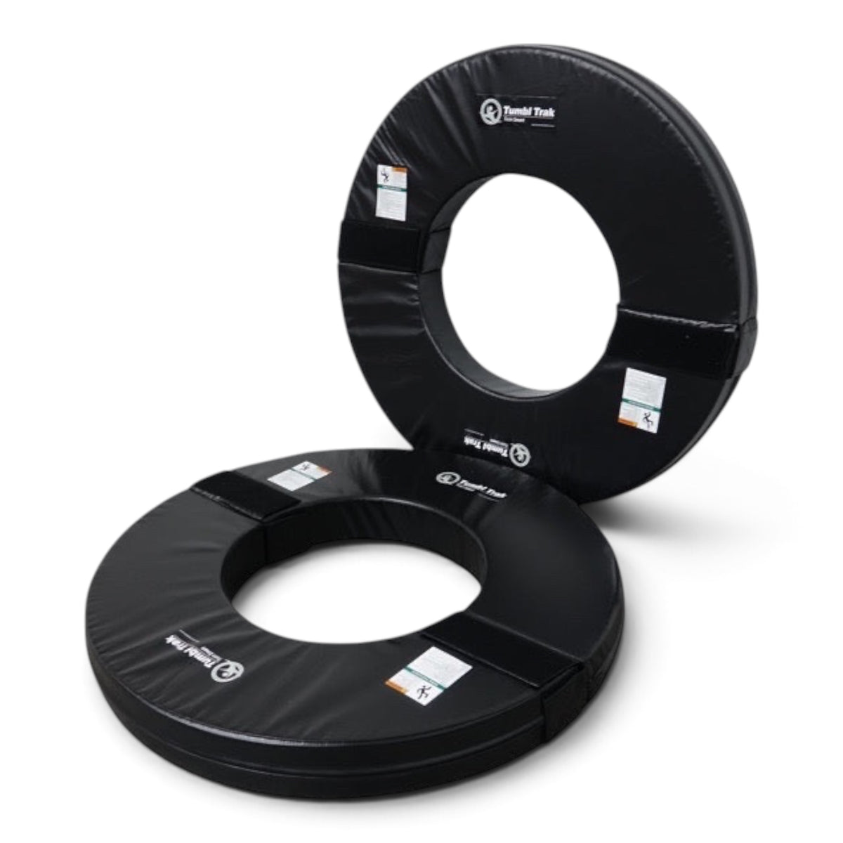 UK Gym Pits black foam orbiter rings for gymnastics training, designed for use with a 60cm air barrel.