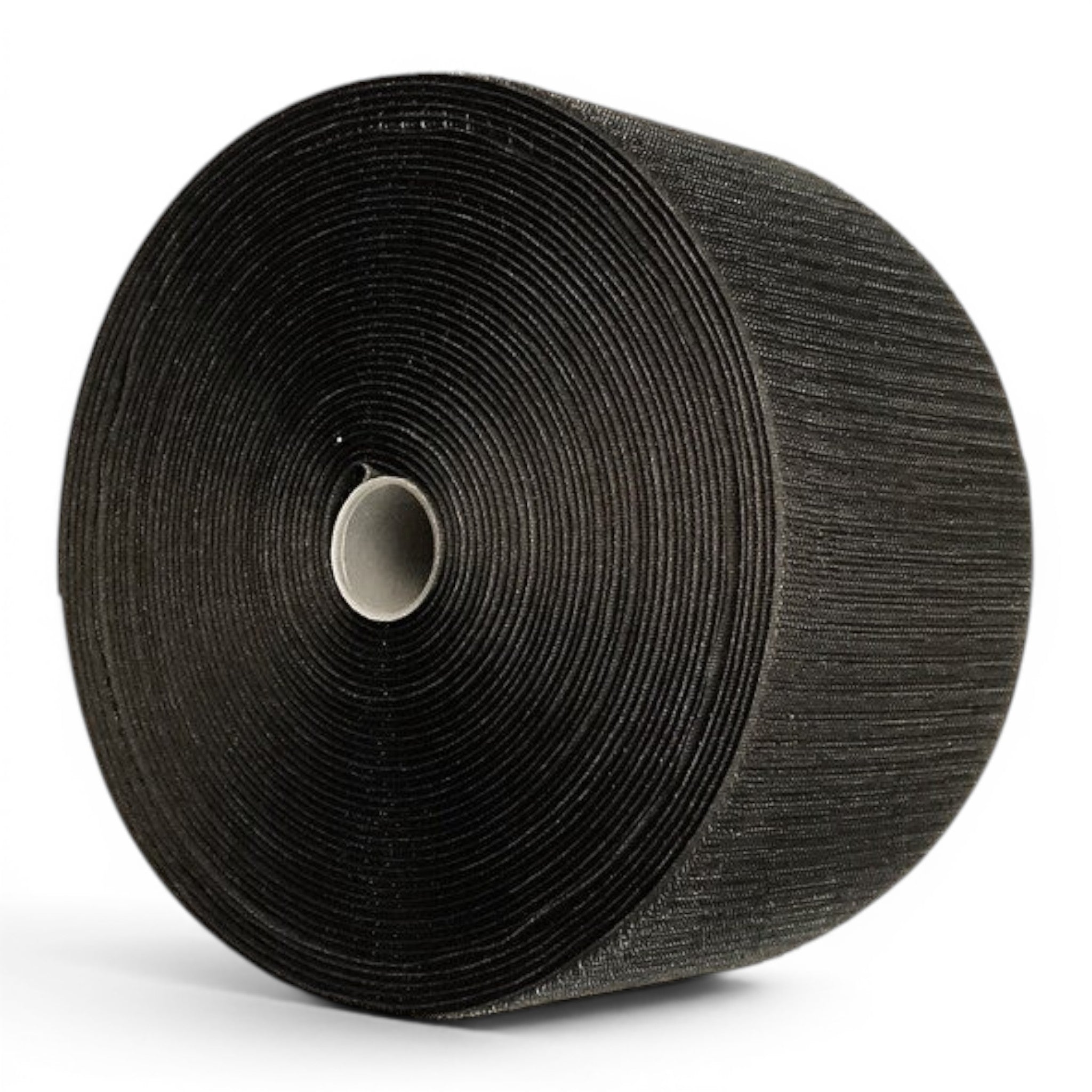 UK Gym Pits black hook roll for joining carpet mat rolls, 10cm wide and 25m long for seamless gym flooring installation.