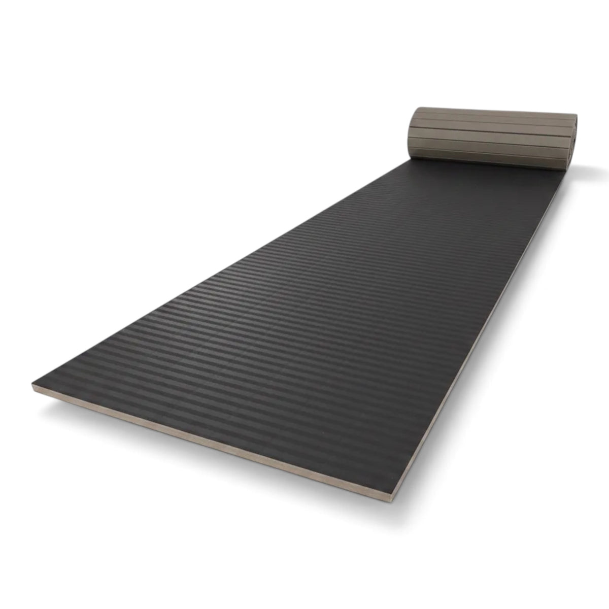UK Gym Pits black hybrid connect mat roll with a durable tatami-textured PVC surface for gymnastics and martial arts.
