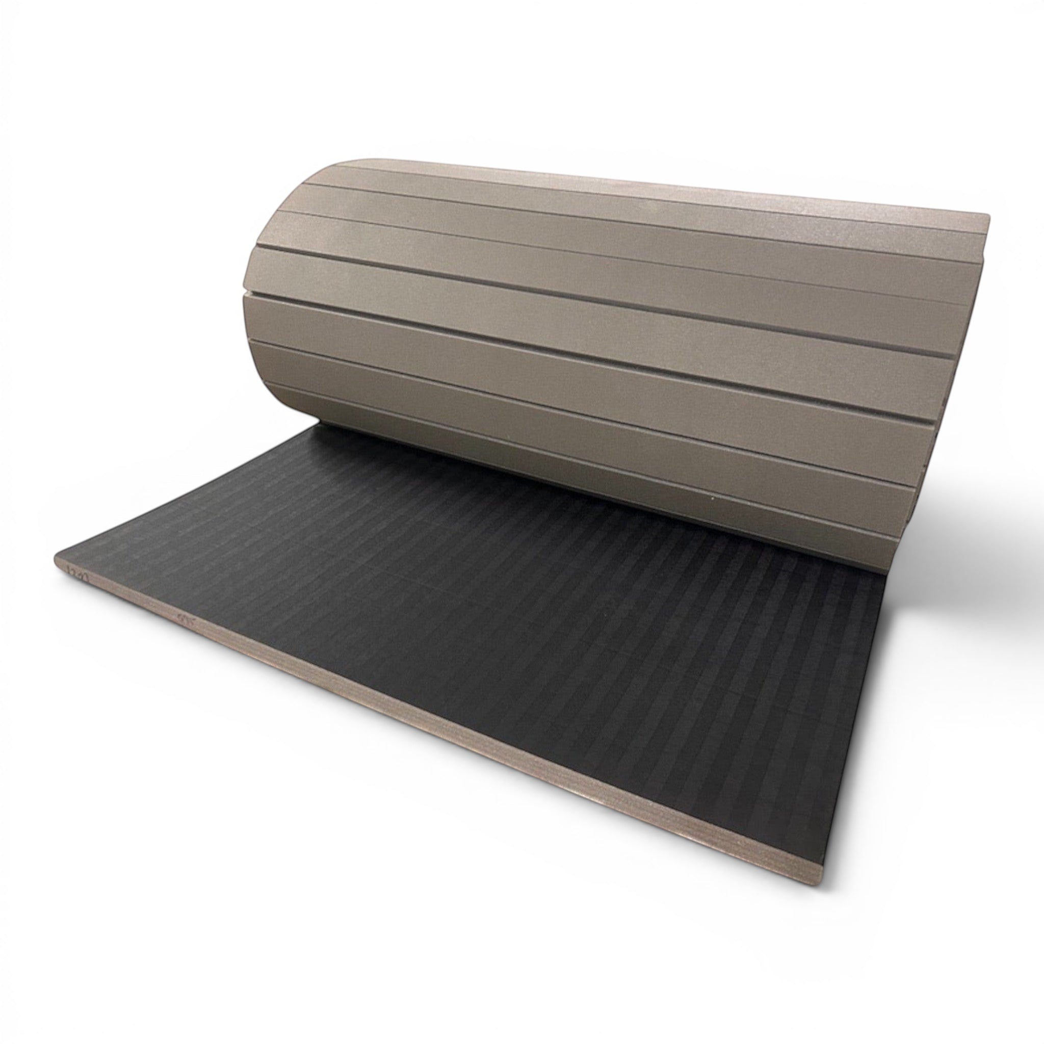 UK Gym Pits 12m black hybrid mat roll with durable tatami-style PVC surface and shock-absorbing XPE foam base
