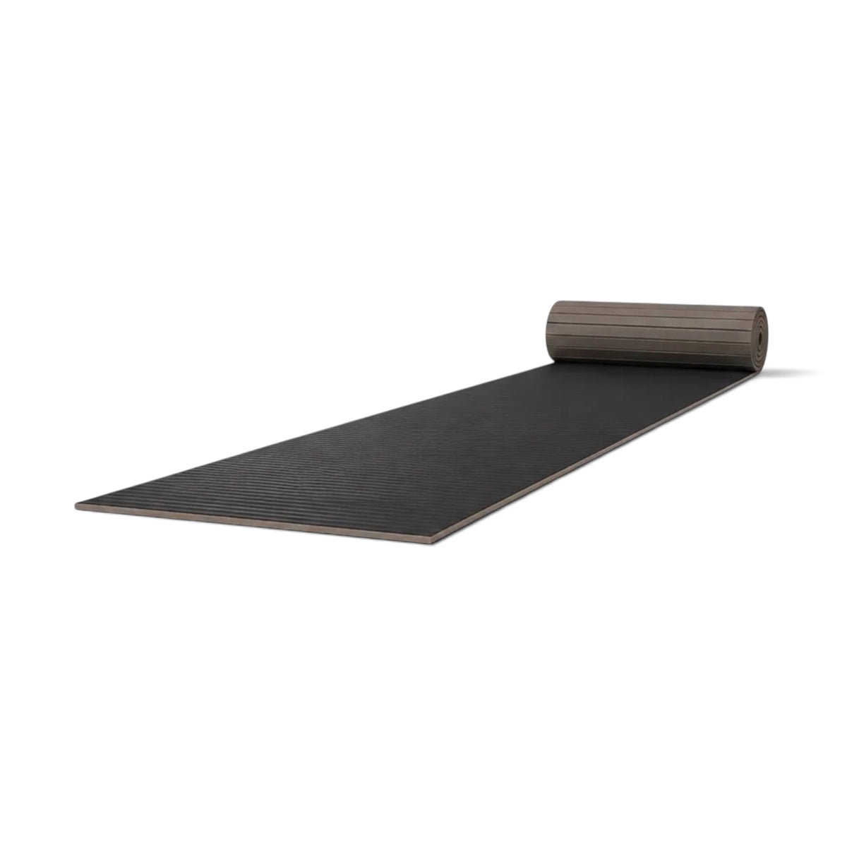 UK Gym Pits black hybrid gymnastics mat roll with a durable tatami PVC surface and shock-absorbing XPE foam.