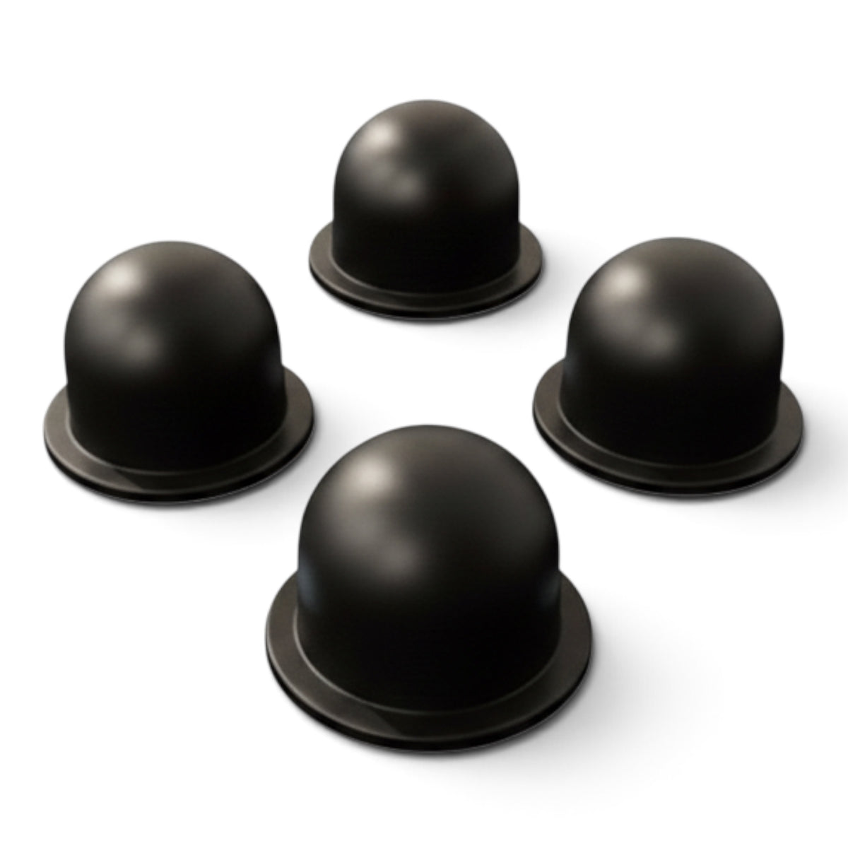 UK Gym Pits set of four black plastic protective caps for base plate bolt fixings on GRP handrail systems