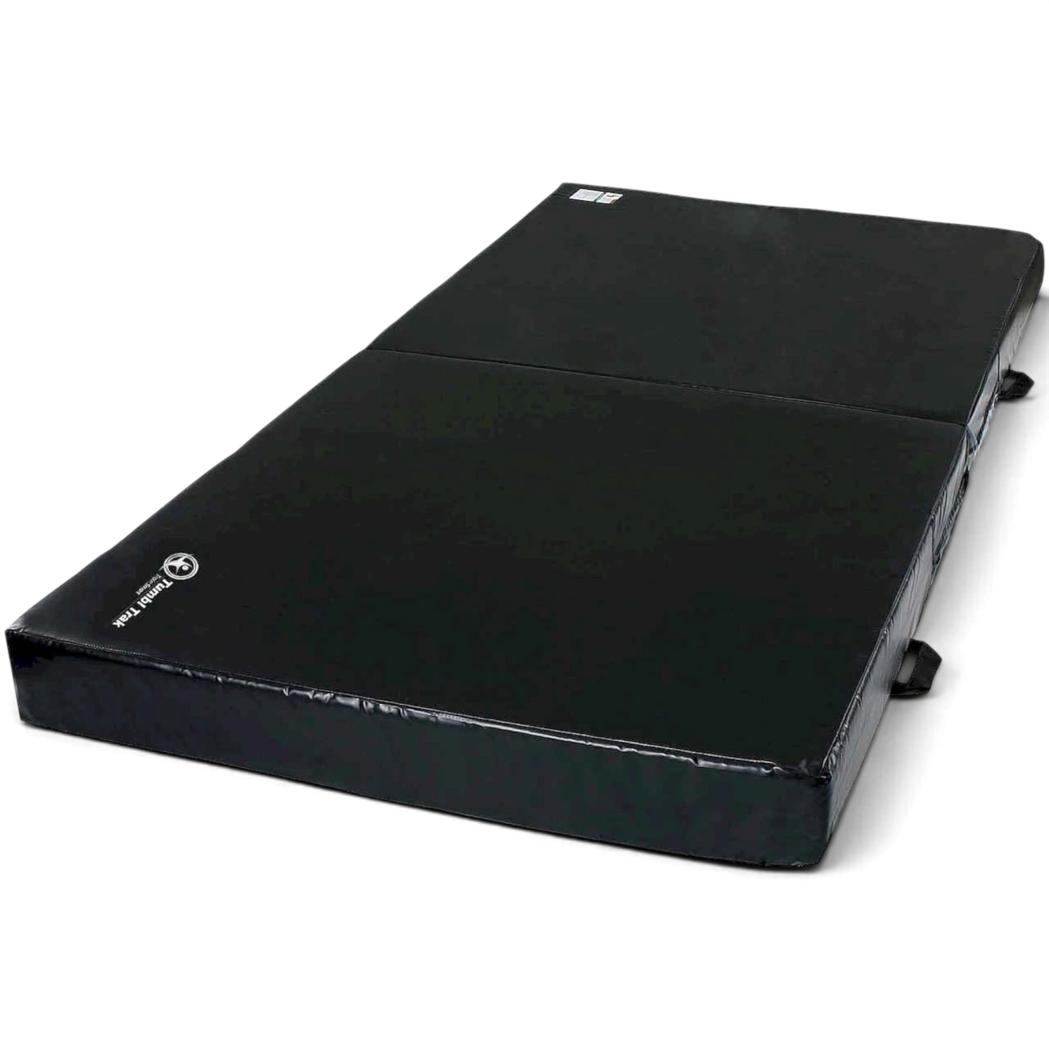 UK Gym Pits black practice mat for gymnastics training with non-skid base and foldable design