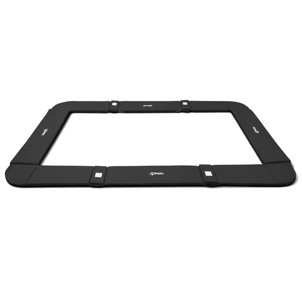 UK Gym Pits black foam and PVC coverall frame pads for a junior trampoline with elasticated attachment straps