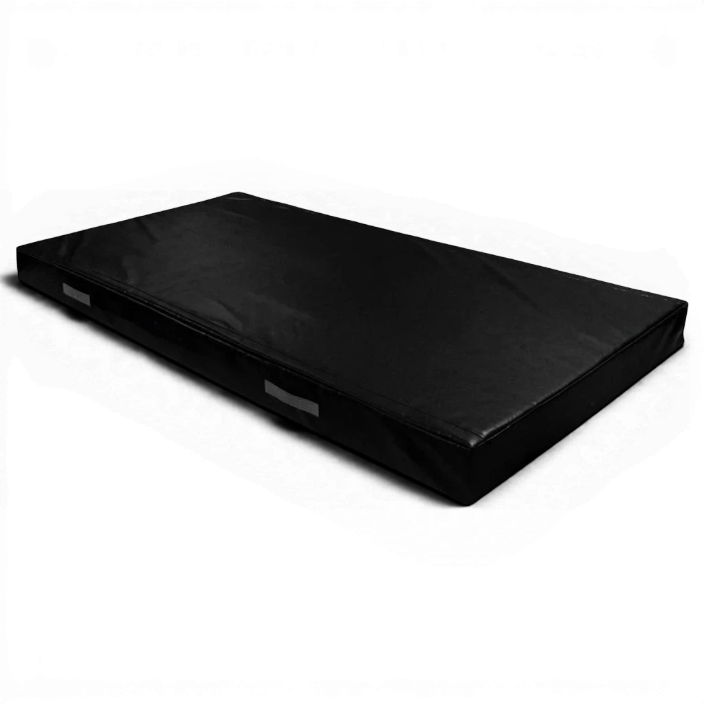 UK Gym Pits black rectangular trampoline push-on safety mat with reinforced PVC cover and side carry handles