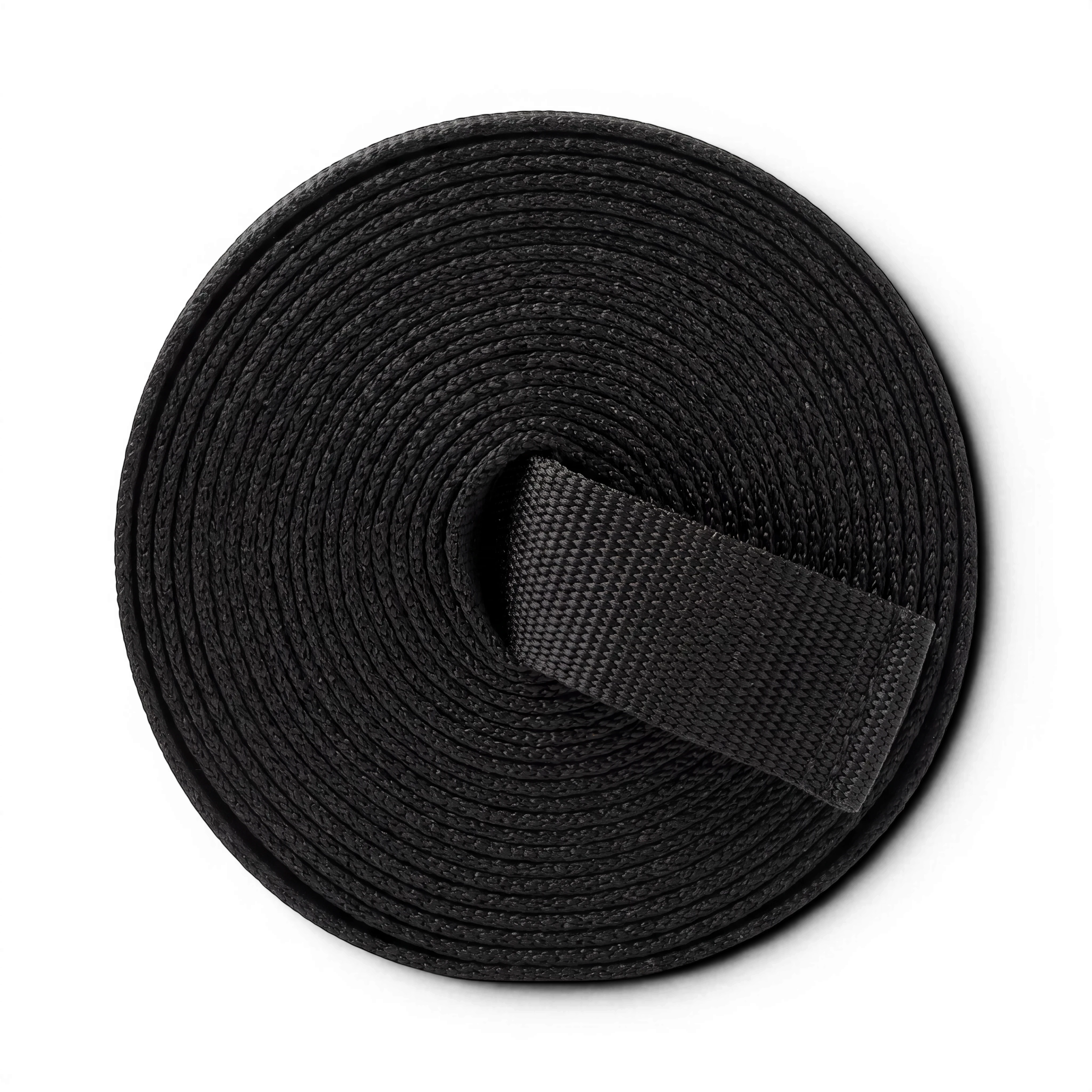 UK Gym Pits black webbing cinch strap rolled up for securing gym mats and equipment