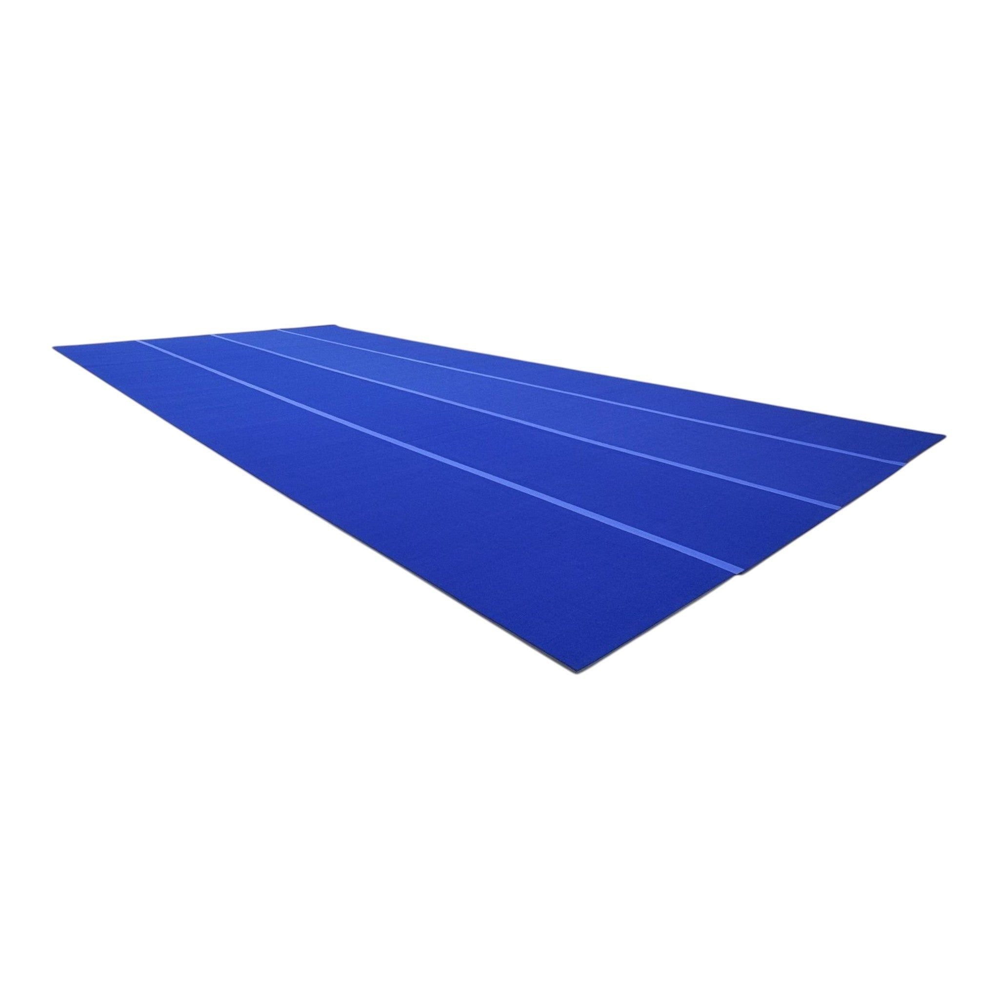 UK Gym Pits blue flexi carpet mat roll for gymnastics and cheerleading with shock-absorbing XPE foam base
