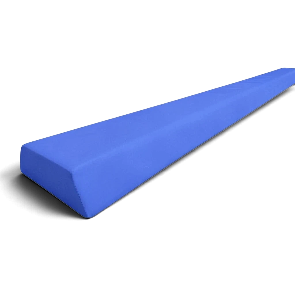 UK Gym Pits blue PE foam floor balance beam with a durable PVC cover for children's gymnastics training