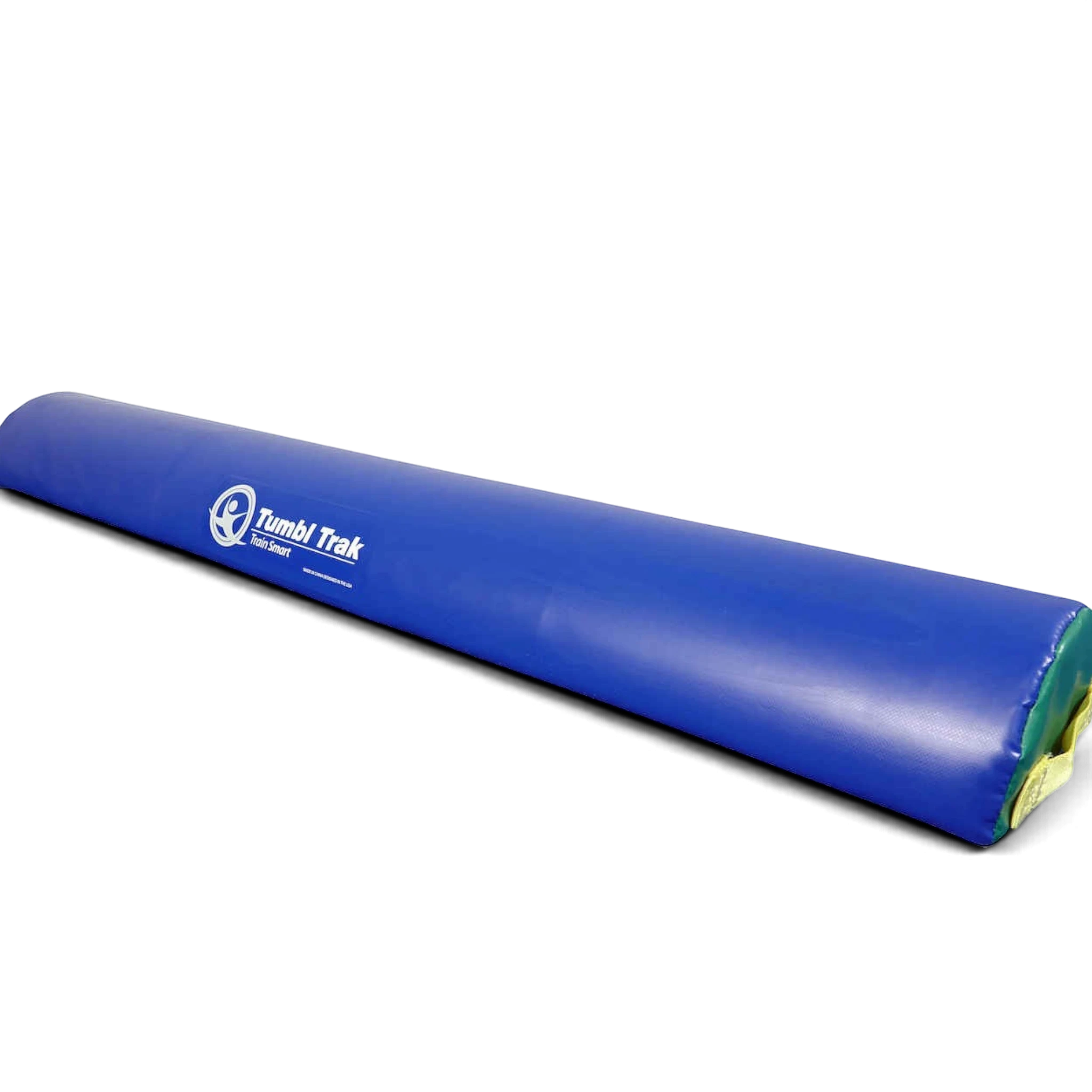 UK Gym Pits blue foam half round training tool with vinyl cover and Velcro back for gymnastics and balance exercises