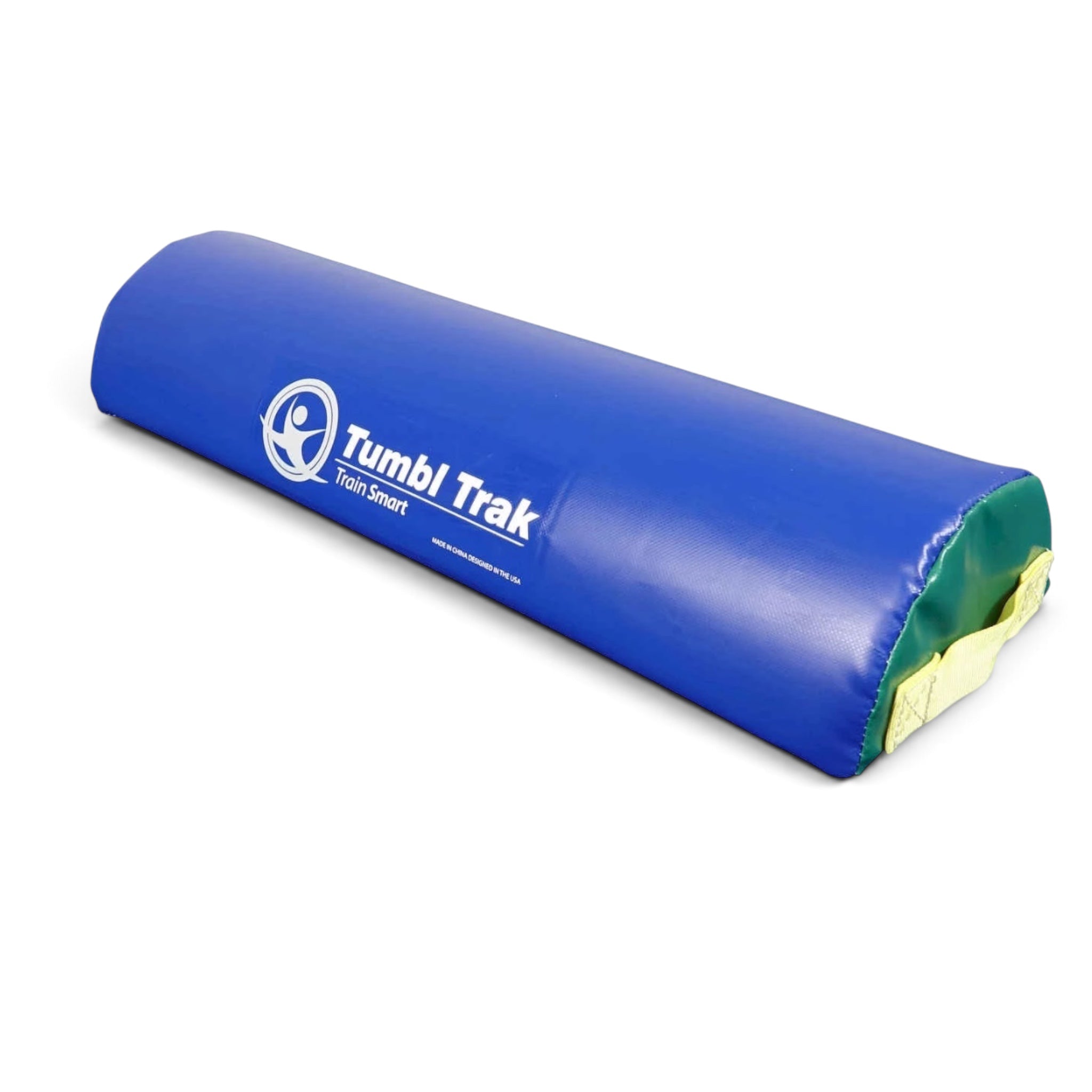 UK Gym Pits blue vinyl foam half round training block with Velcro backing for gymnastics and balance exercises