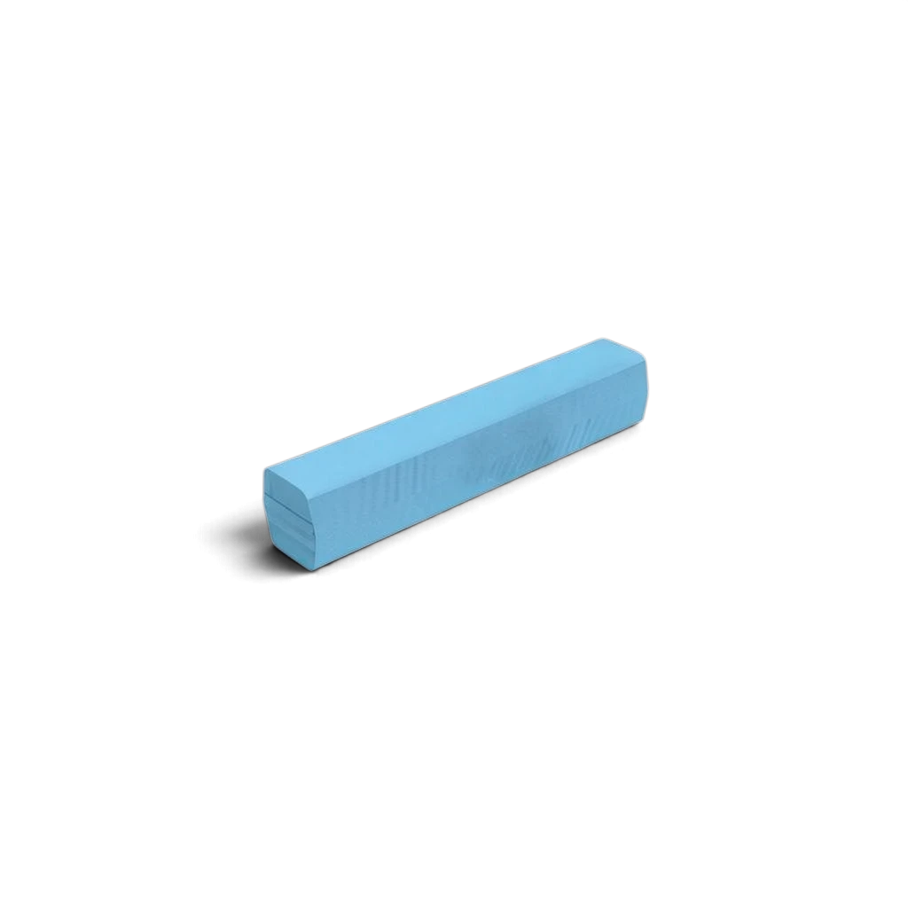 UK Gym Pits light blue folding foam balance beam for gymnastics practice with a durable PVC cover.
