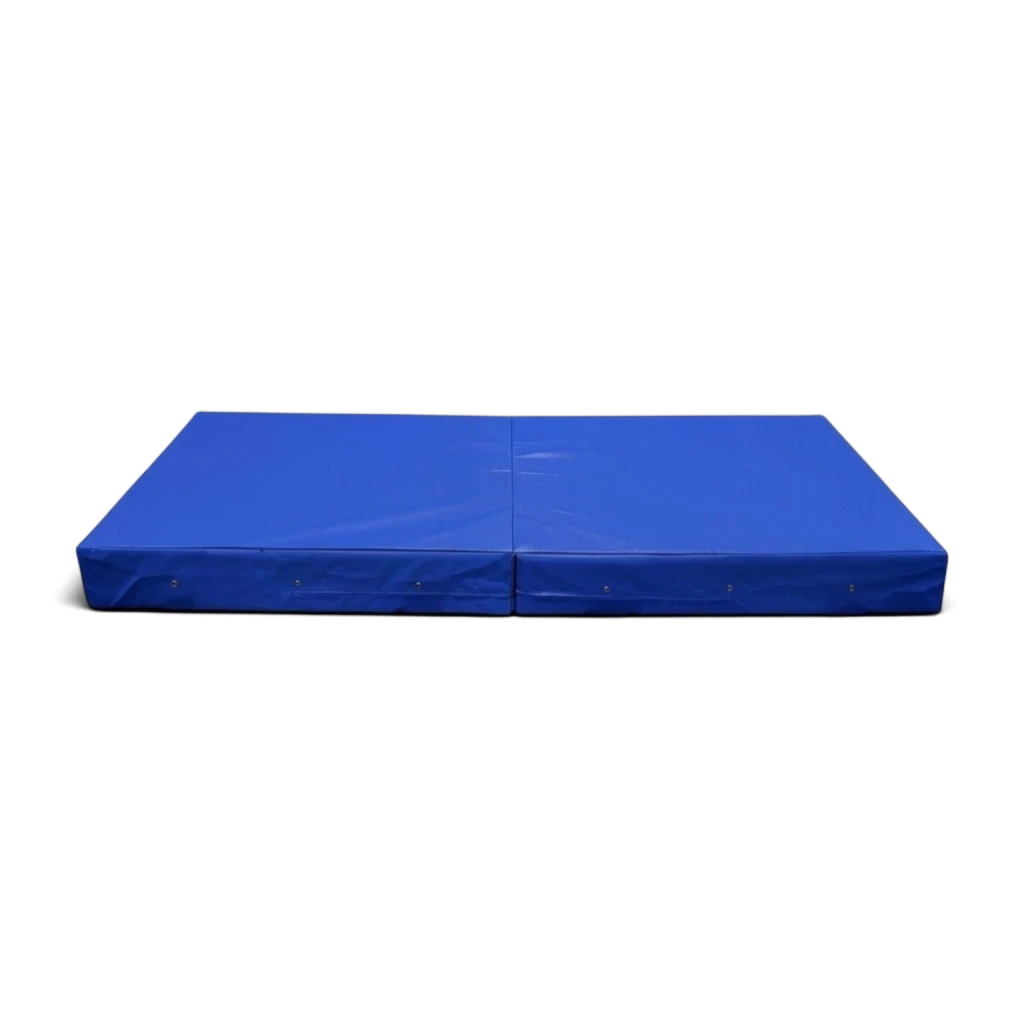 UK Gym Pits blue folding safety mat for gymnastics and martial arts with shock-absorbing foam and anti-slip base