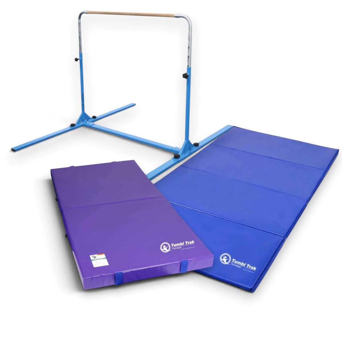 UK Gym Pits blue folding gymnastics tumbling mat made of durable vinyl for home or gym training