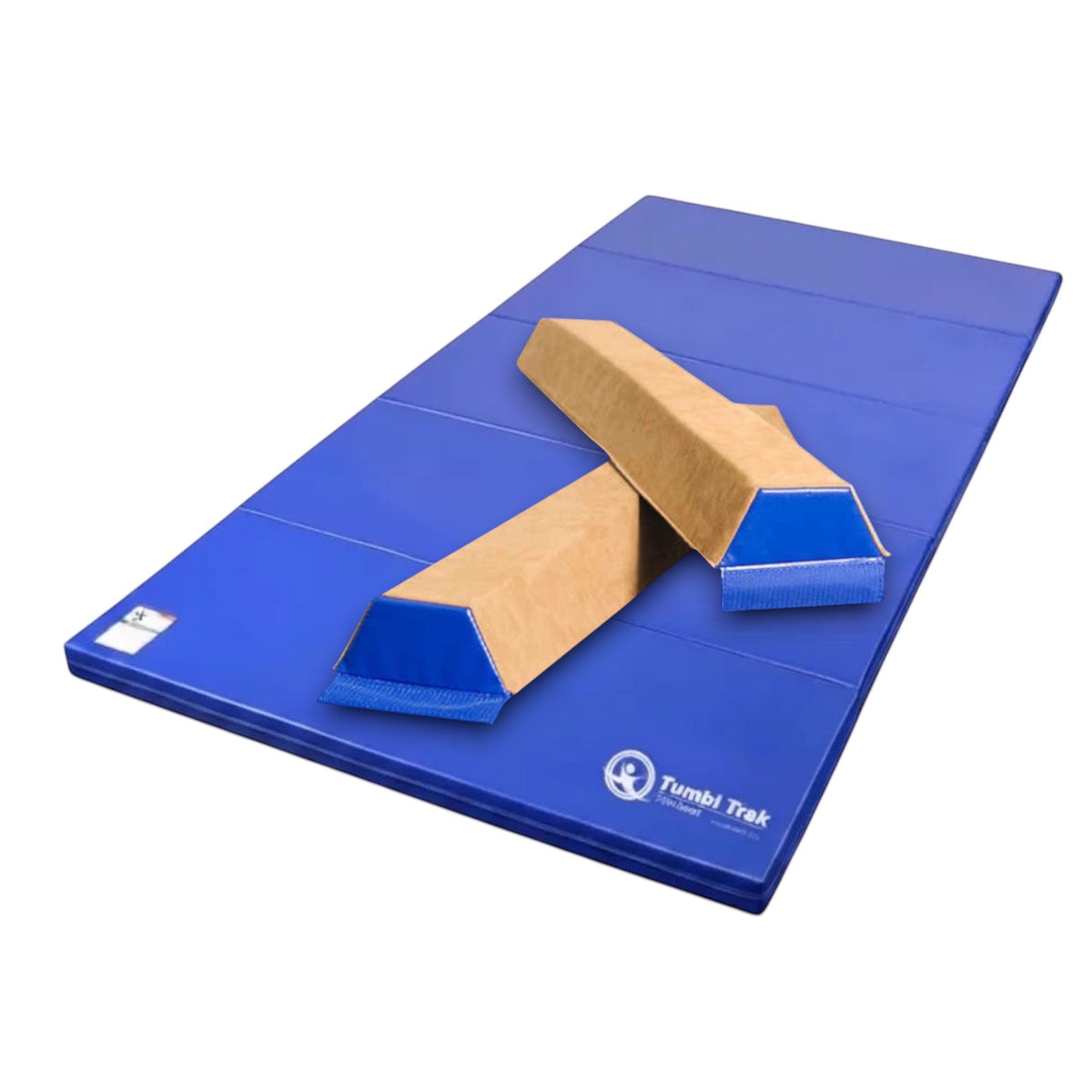 UK Gym Pits blue folding panel tumbling mat made of durable vinyl for gymnastics and exercise training
