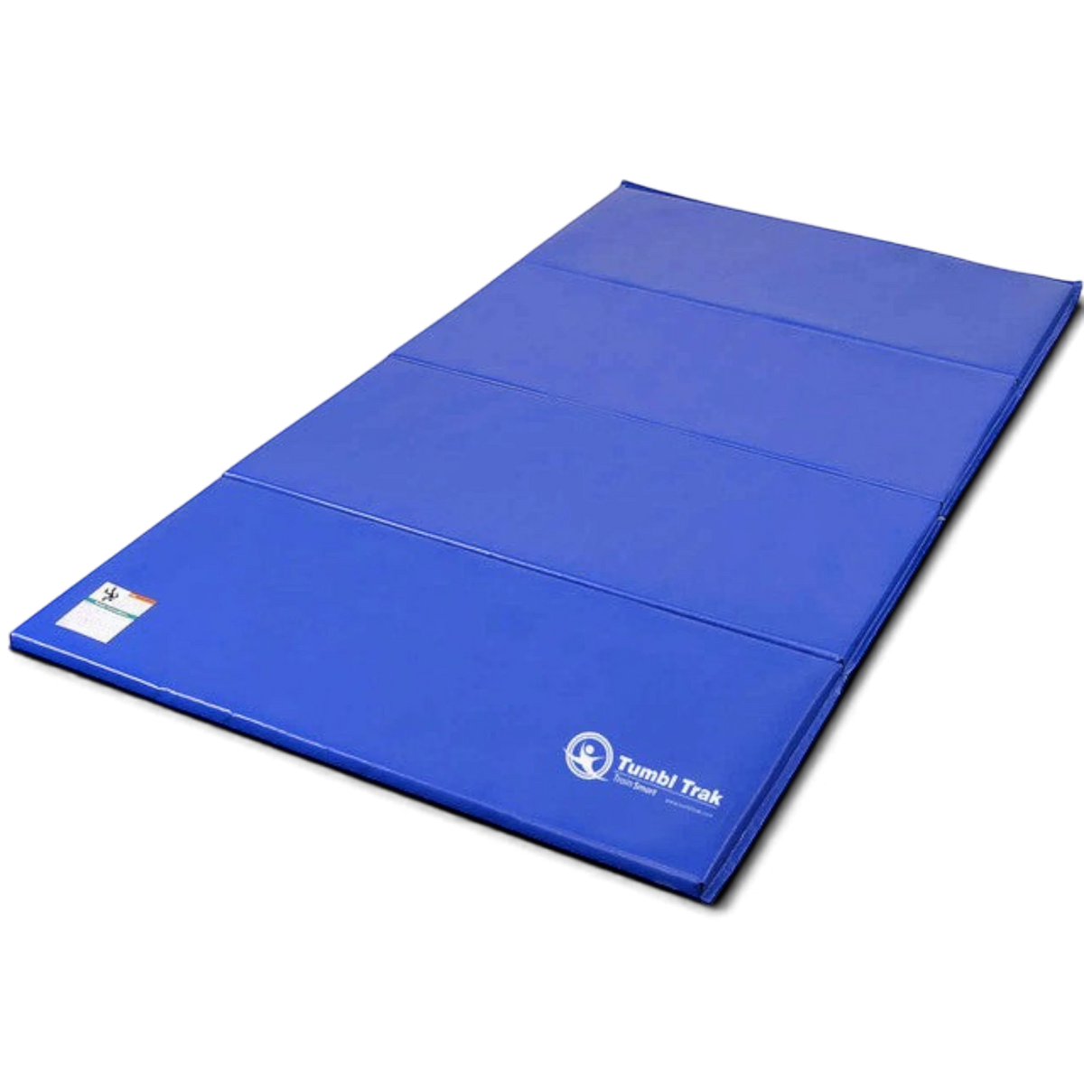 UK Gym Pits blue folding panel tumbling mat made of durable vinyl for gymnastics and cheer practice
