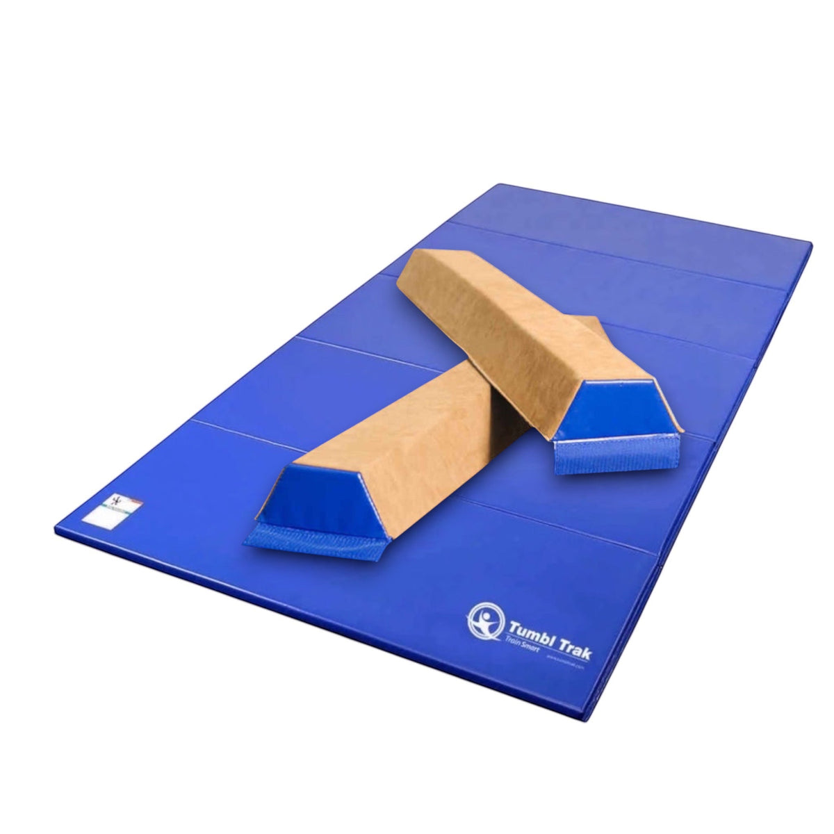 UK Gym Pits blue folding tumbling mat for gymnastics and exercise with durable vinyl surface