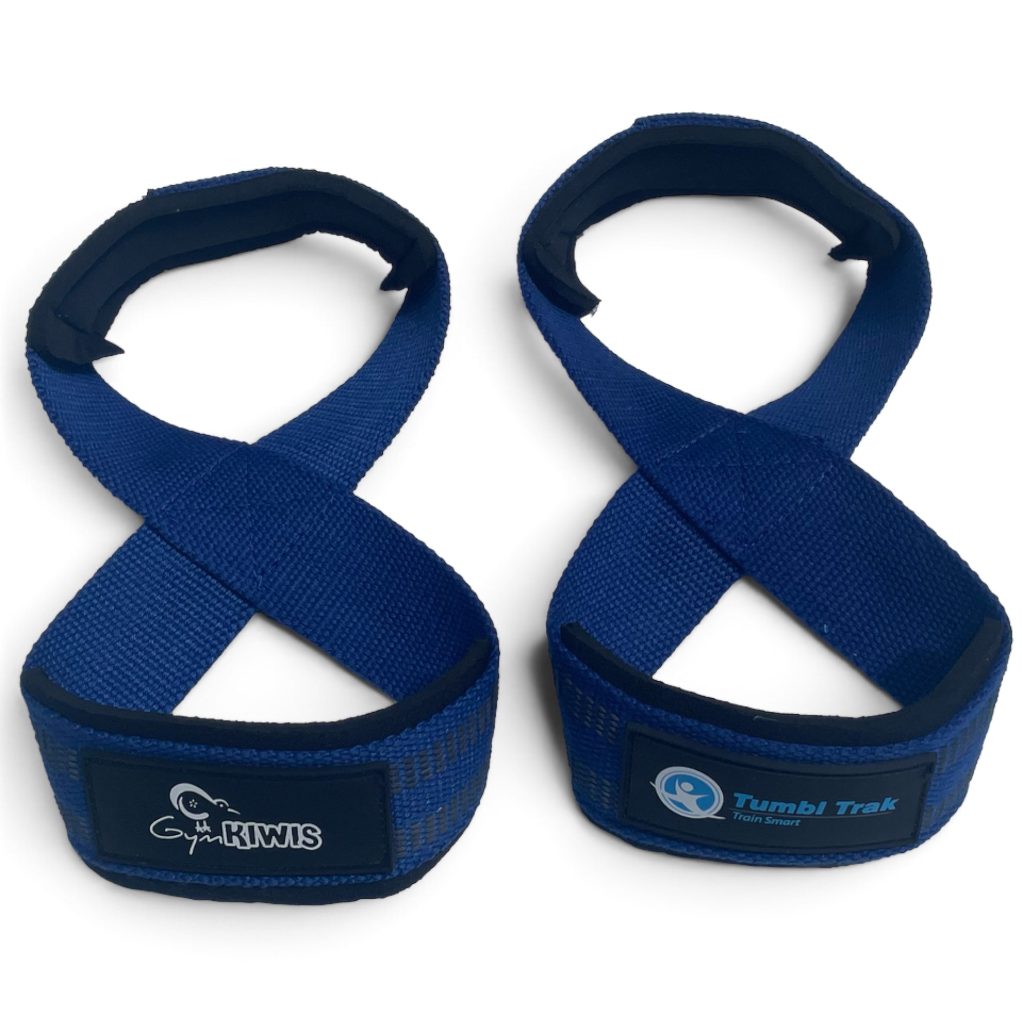 UK Gym Pits blue Gym Kiwis swing straps with neoprene padding and figure-eight design for gymnastics bar training