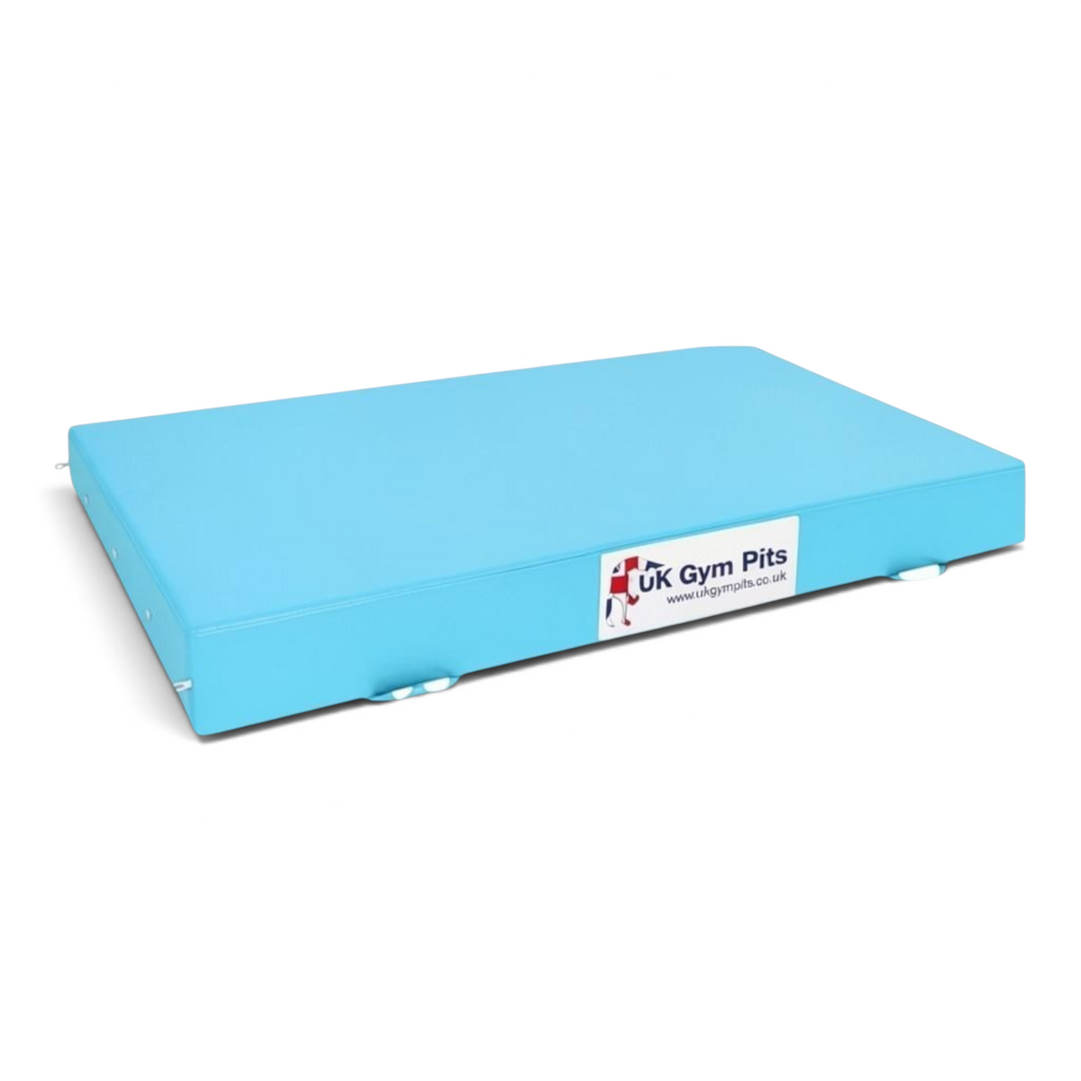 UK Gym Pits light blue gymnastics crash mat with heavy duty handles and anti-slip base for safe landing and tumbling