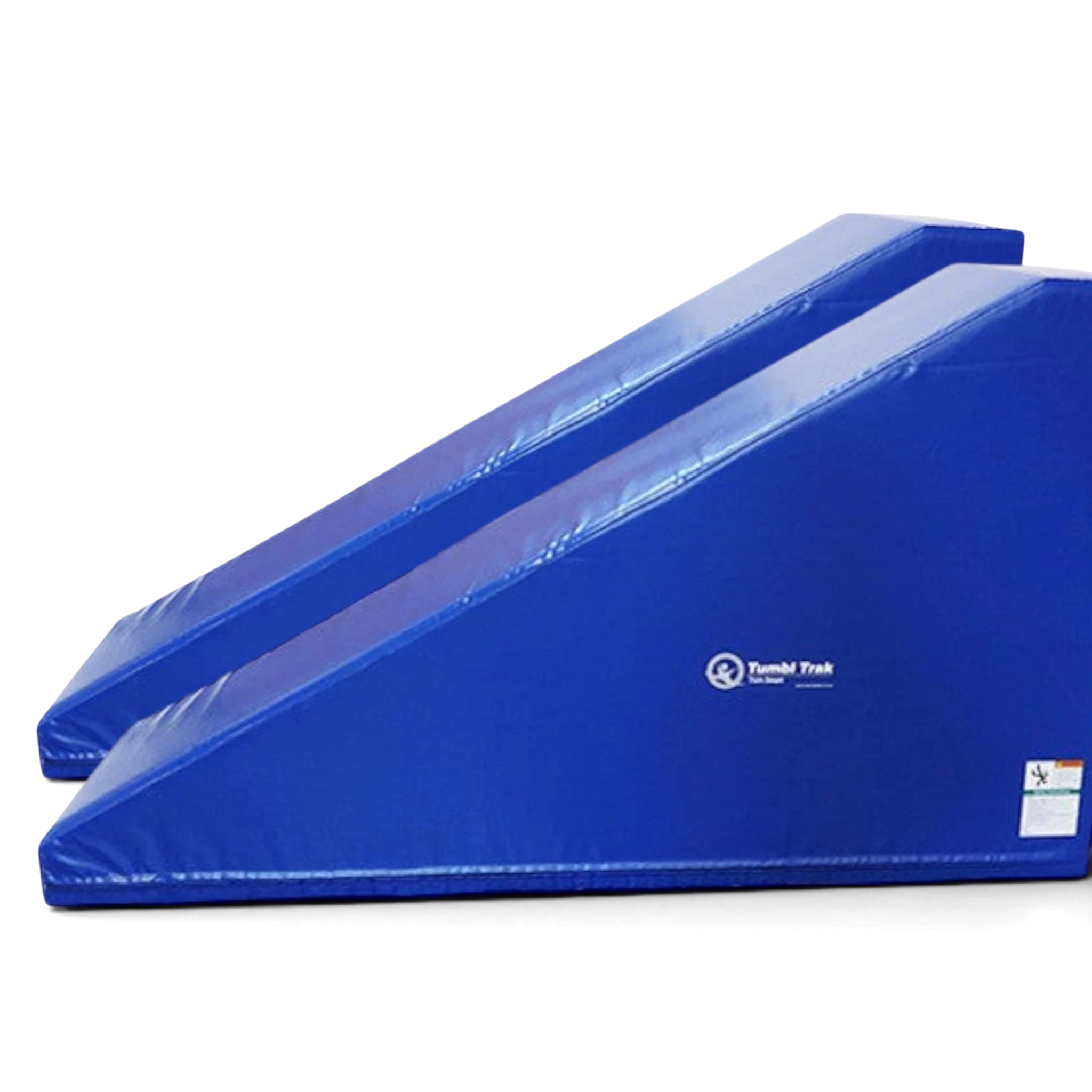 UK Gym Pits blue vinyl inclined wedge gymnastics training mat for skill progressions and bar work