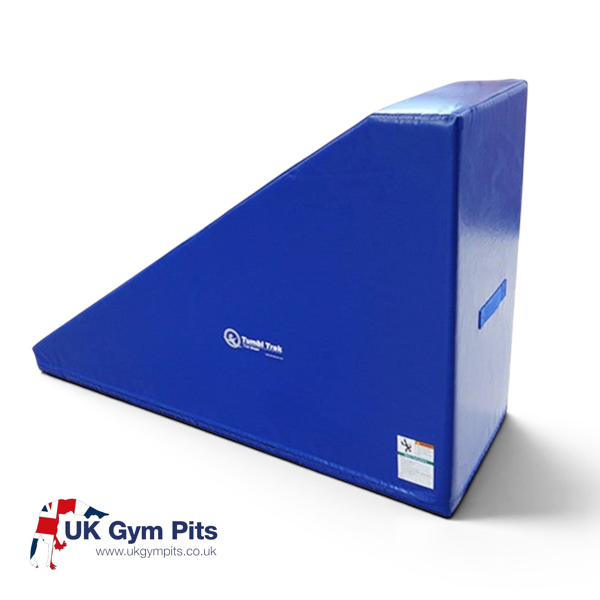 UK Gym Pits blue vinyl gymnastics inclined wedge mat for skill training with sturdy handles