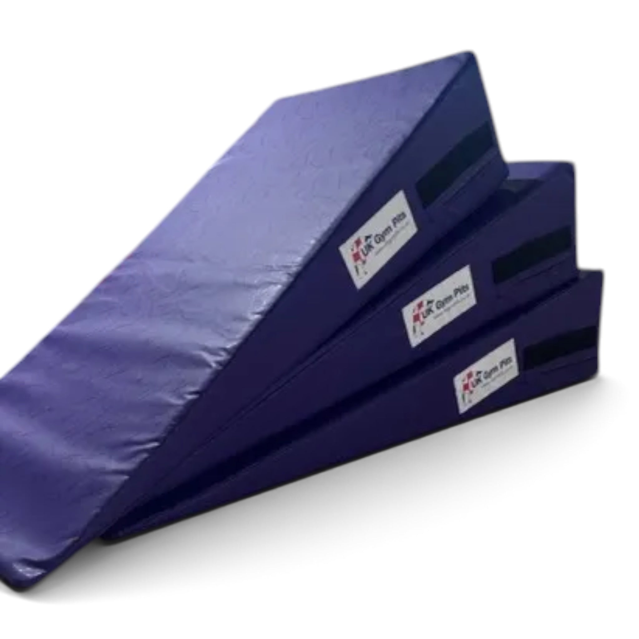 UK Gym Pits blue inclined wedge foam gymnastics mat with carry handles for soft play and exercise
