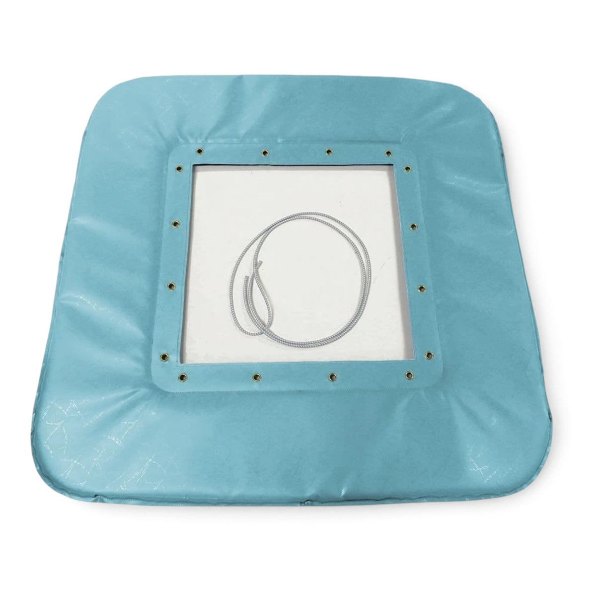 UK Gym Pits light blue PVC foam frame pad for mini trampolines with lacing cord and metal eyelets