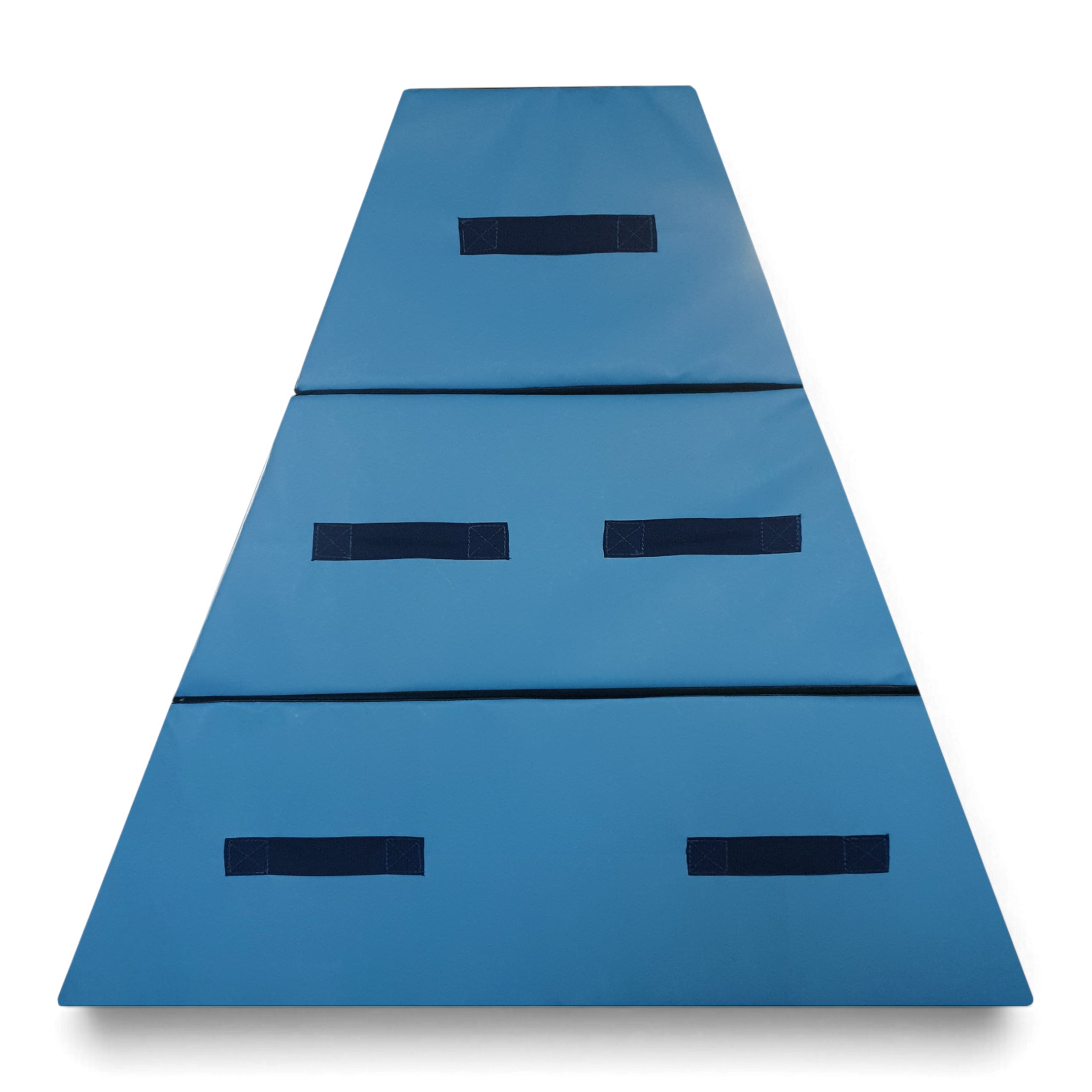 UK Gym Pits blue 3 section parkour vault box with carry handles and durable PVC surface for gymnastics training