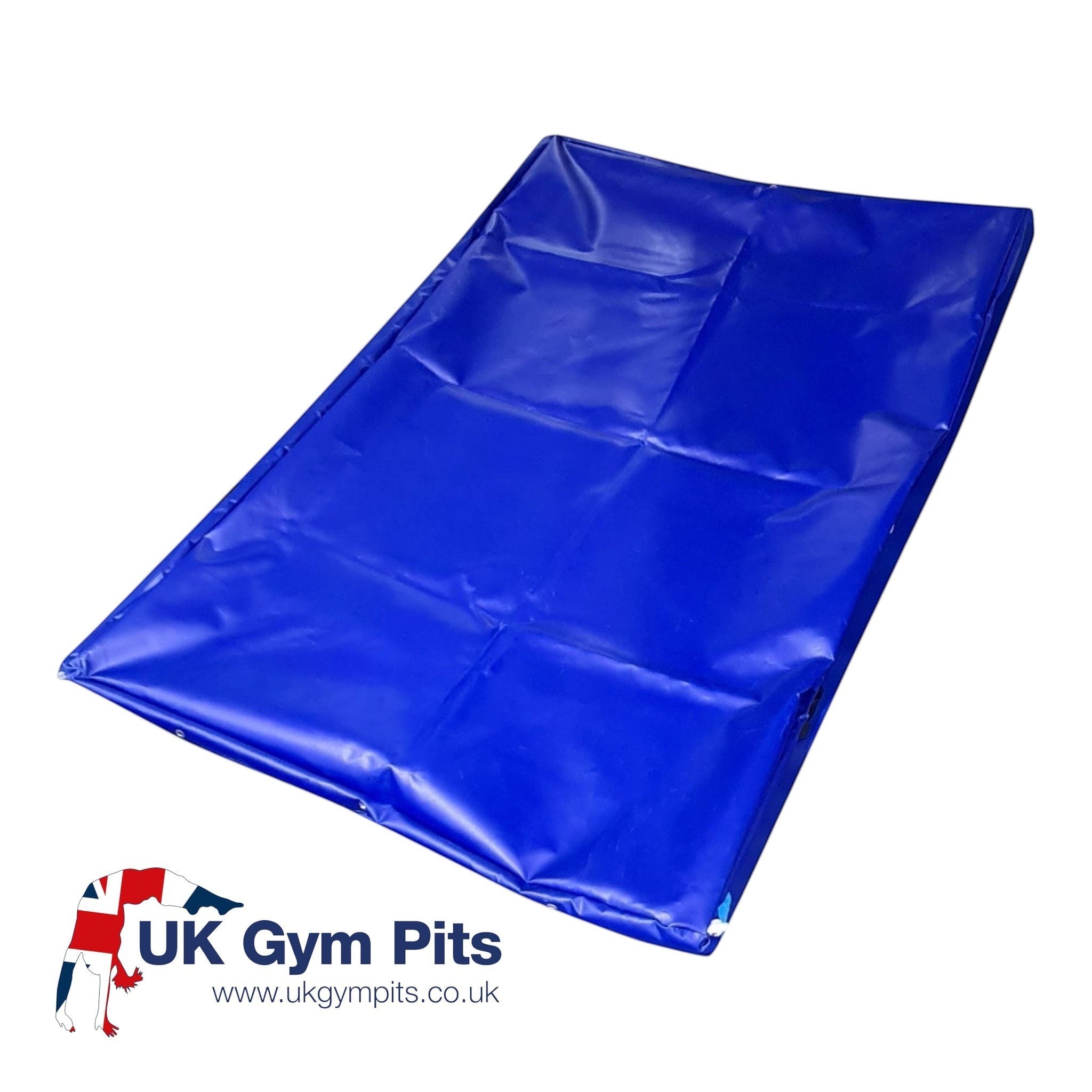 UK Gym Pits royal blue heavy-duty PVC crash mat cover for gymnastics and martial arts landing safety