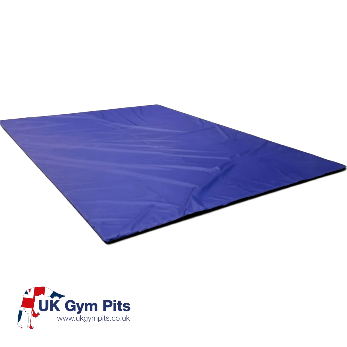 UK Gym Pits blue PVC landing pit cover for gymnastics foam pits, durable and wipeable material.