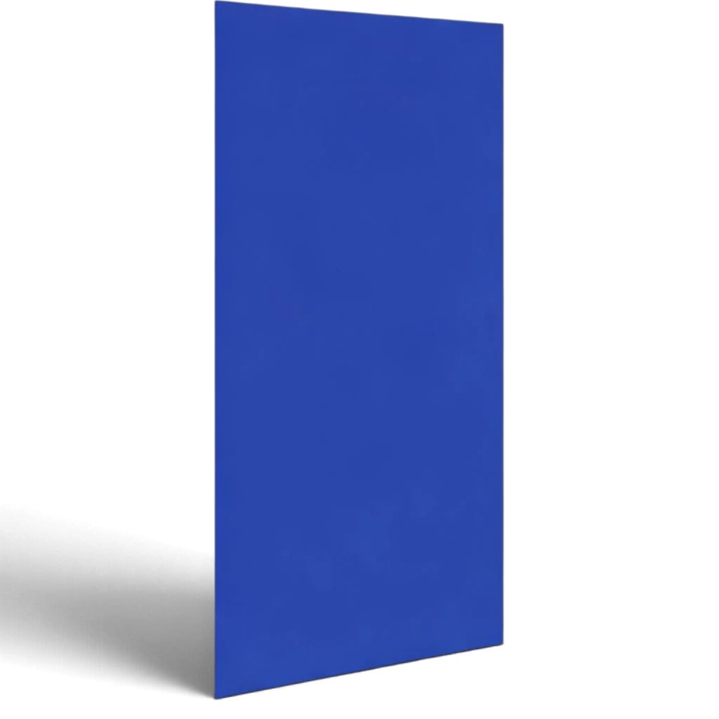 UK Gym Pits blue rectangular safety wall padding with smooth PVC finish for gymnastics and sports facility protection
