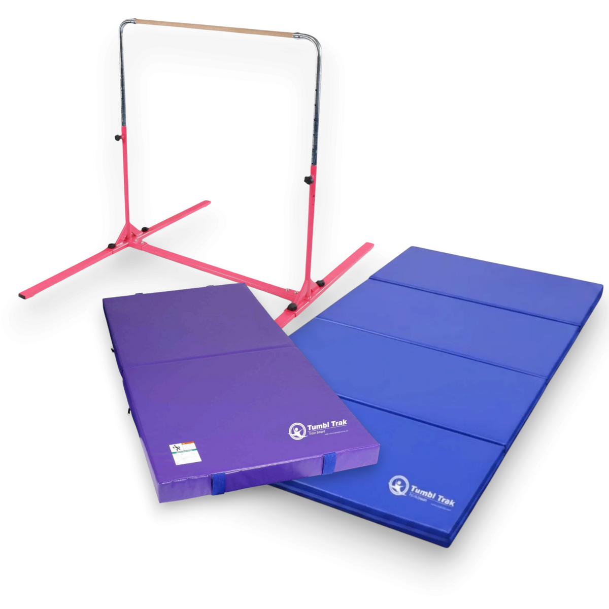 UK Gym Pits blue folding gymnastics tumbling mat with durable vinyl surface for home or gym training