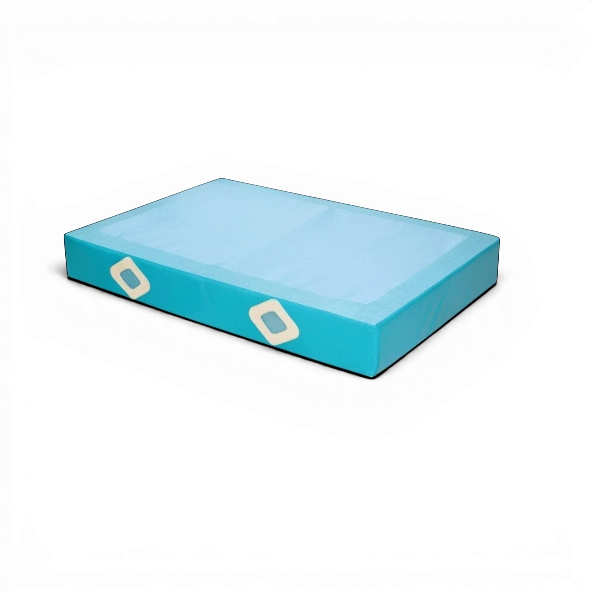 UK Gym Pits FIG approved blue vault landing mat with air distribution mesh windows and durable PVC vinyl cover
