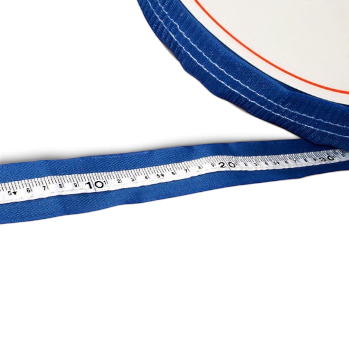 UK Gym Pits blue runway tape measure with Velcro backing and clear centimeter markings for gymnastics training