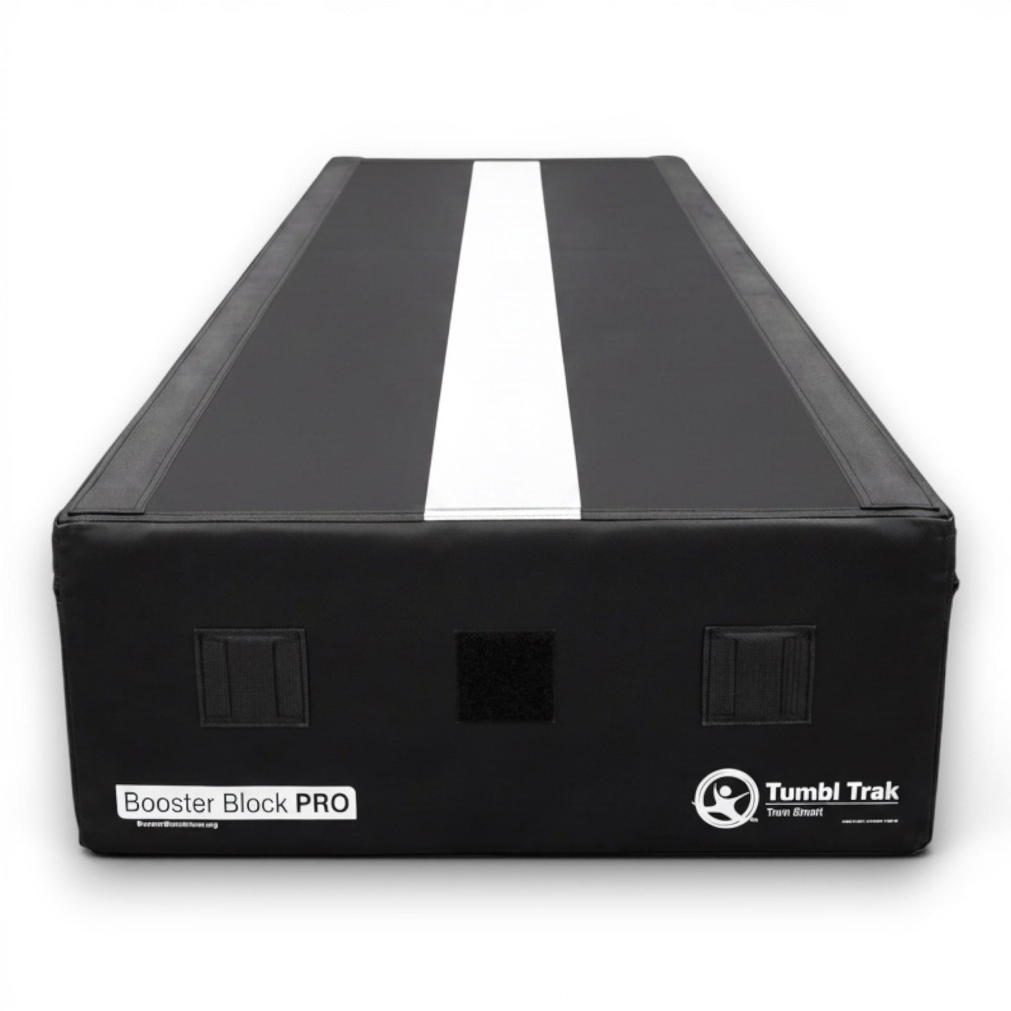 UK Gym Pits black Booster Block Pro with a white centre line for gymnastics training and obstacle courses