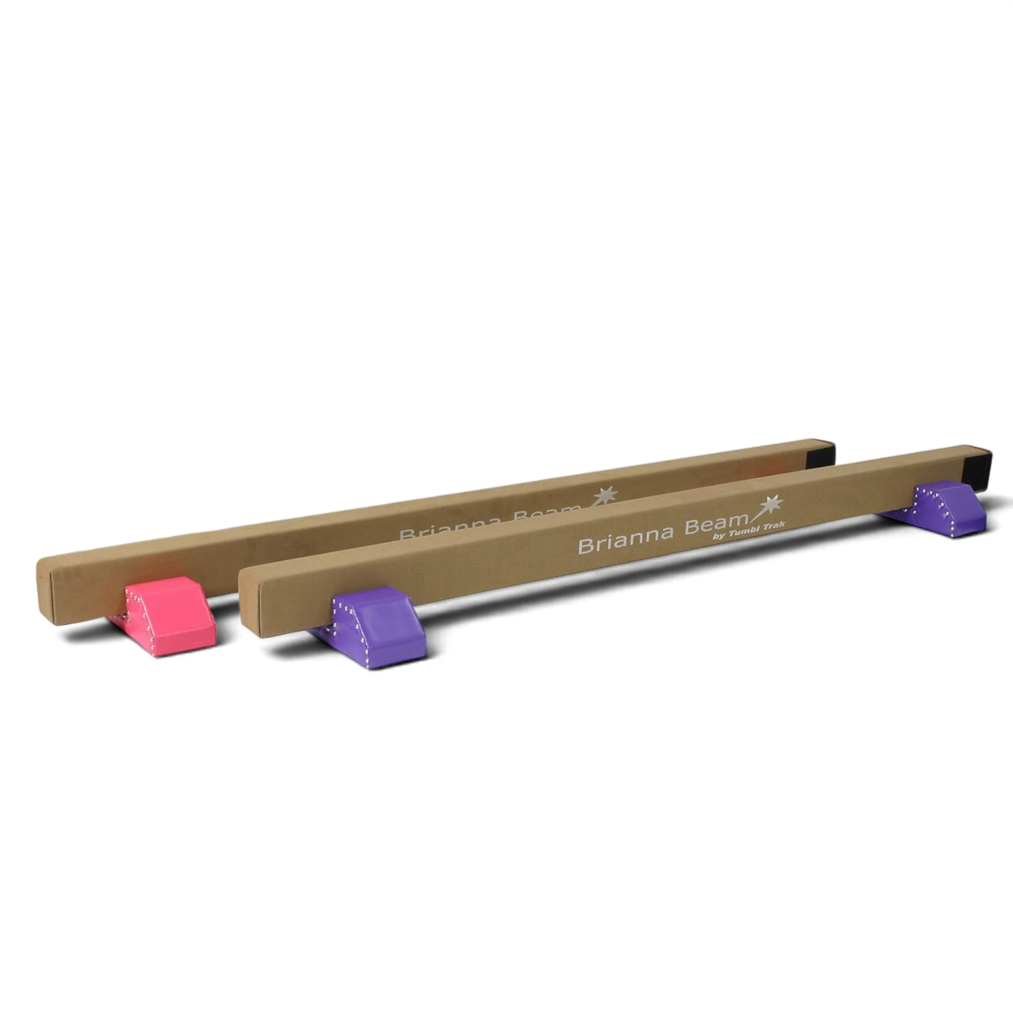 UK Gym Pits Brianna Beam riser legs in pink and purple for 15cm height increase on gymnastics balance beams