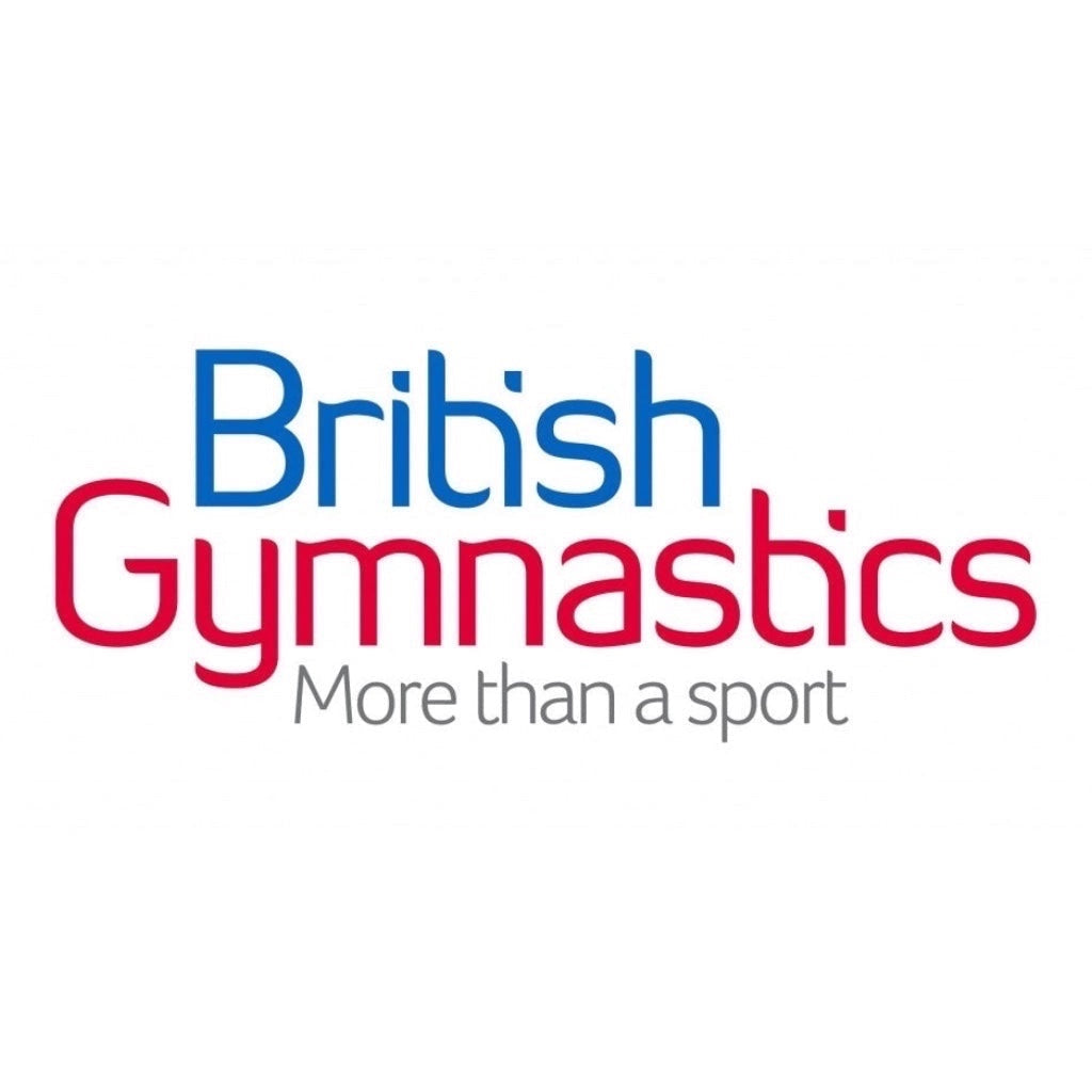UK Gym Pits endorsed by British Gymnastics logo featuring blue and red text on a white background