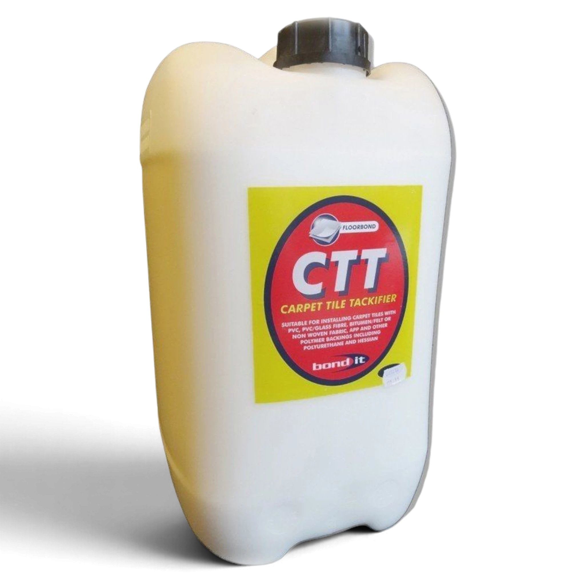 UK Gym Pits CTT carpet tile tackifier in a white plastic container for professional flooring installation