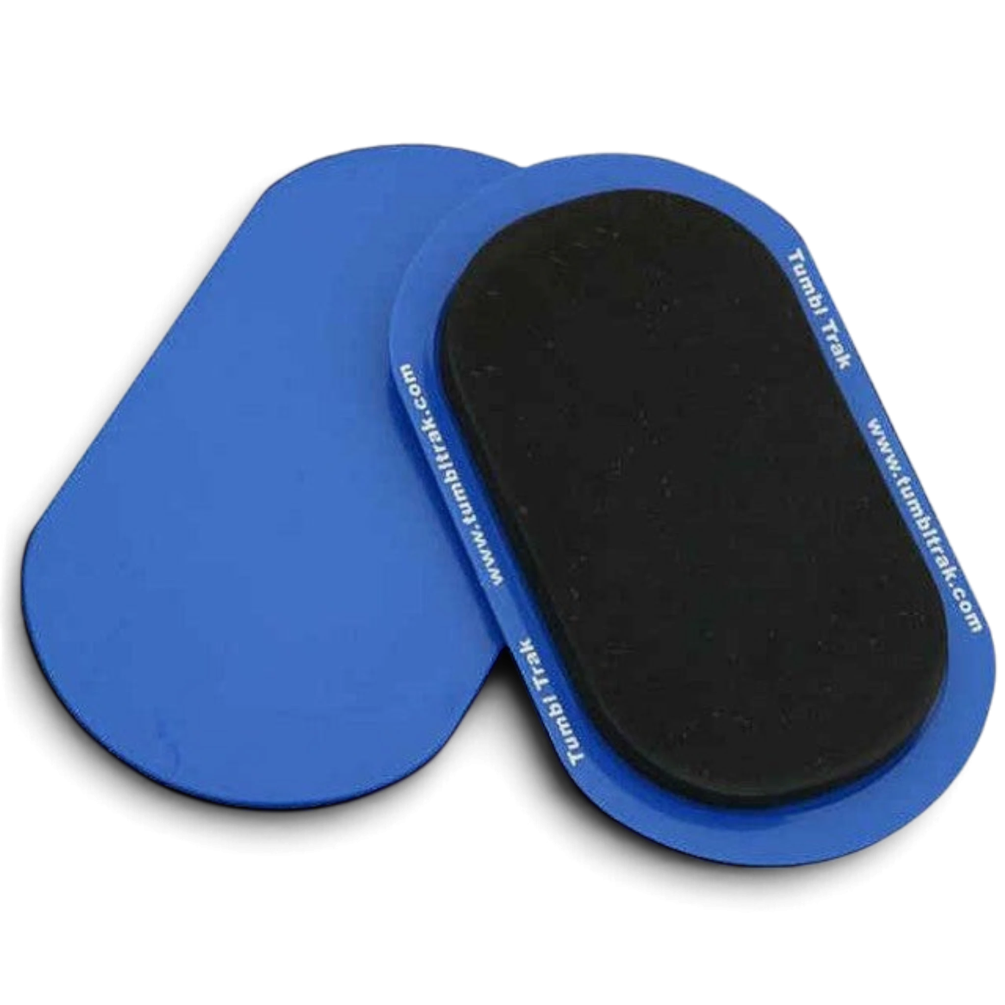 UK Gym Pits conditioning sliders with royal blue plastic base and black foam top for core and flexibility training