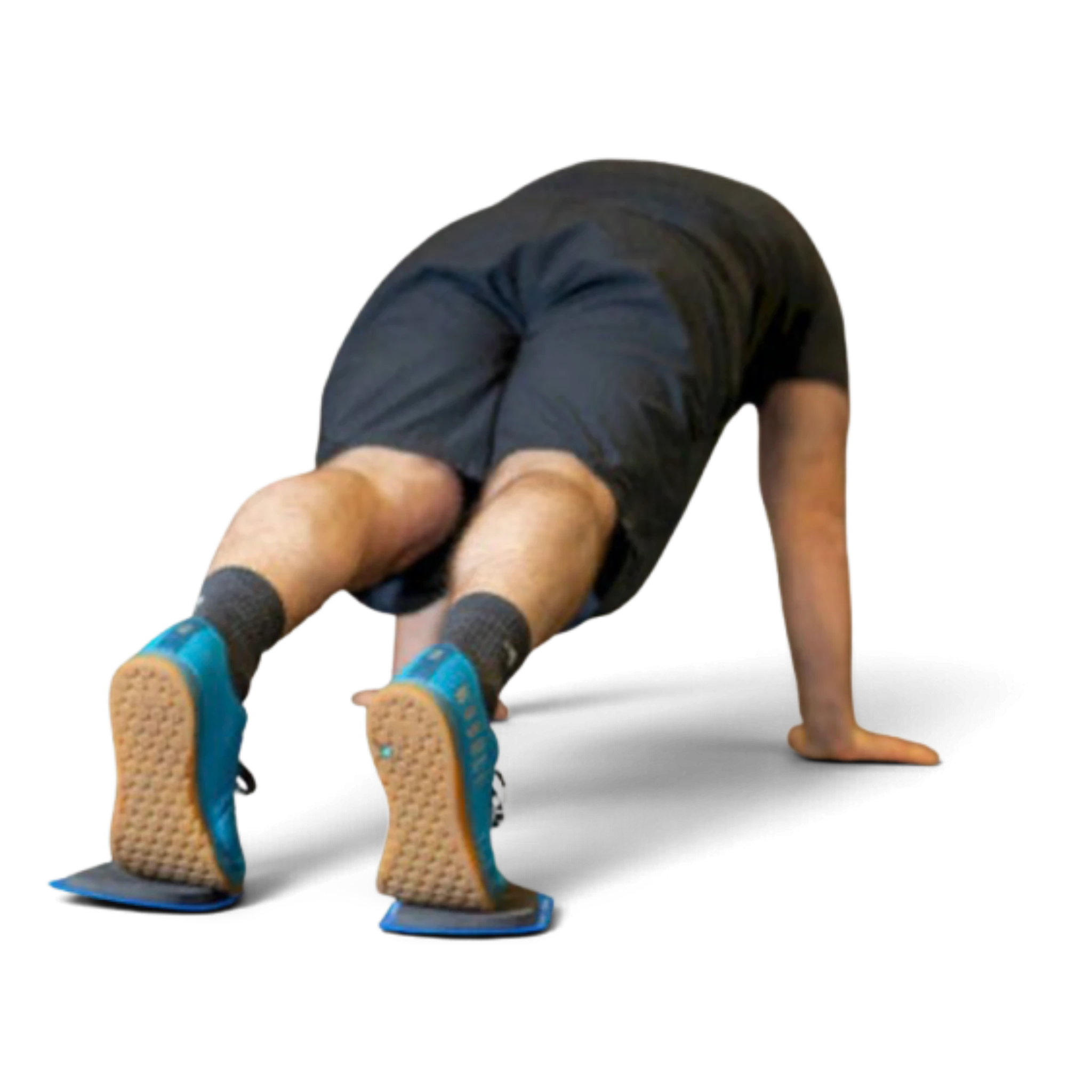 UK Gym Pits conditioning sliders used by a person in a plank position for core and flexibility exercises