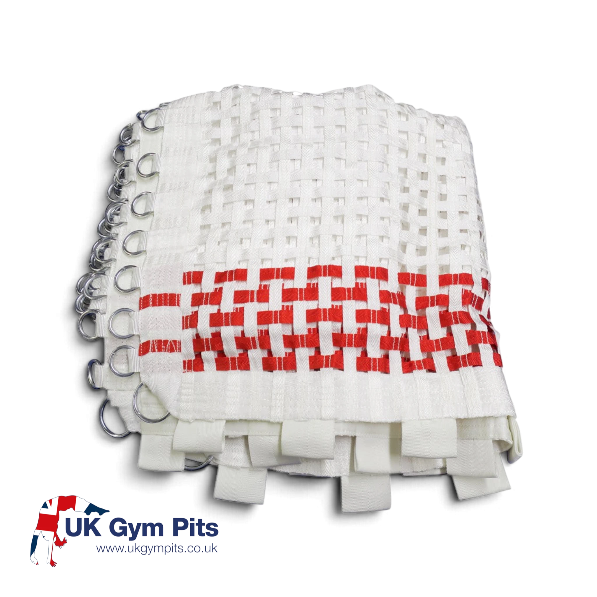 UK Gym Pits replacement white and red web bed for double mini tramp with zinc plated O rings